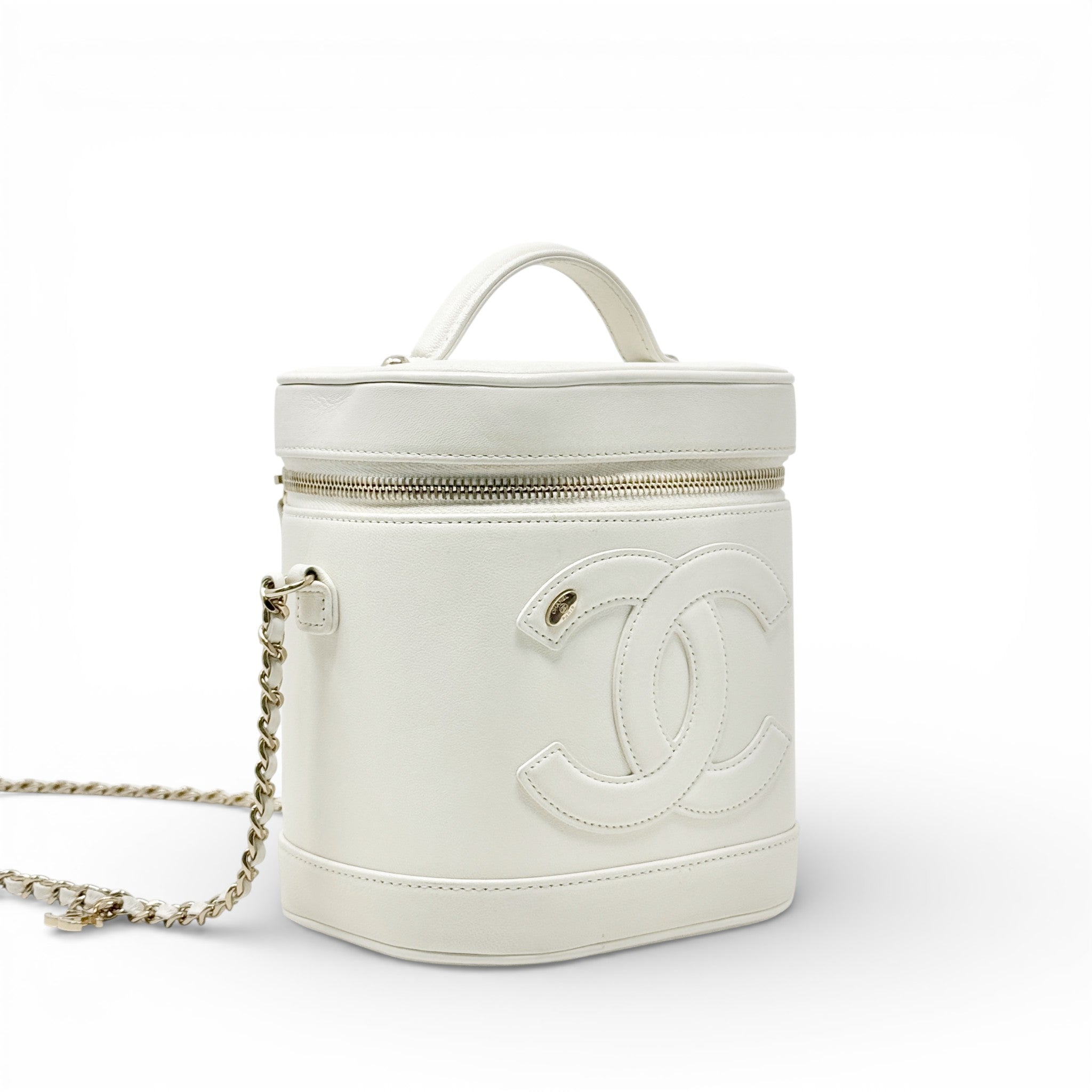 Chanel White CC Mania Vanity Case