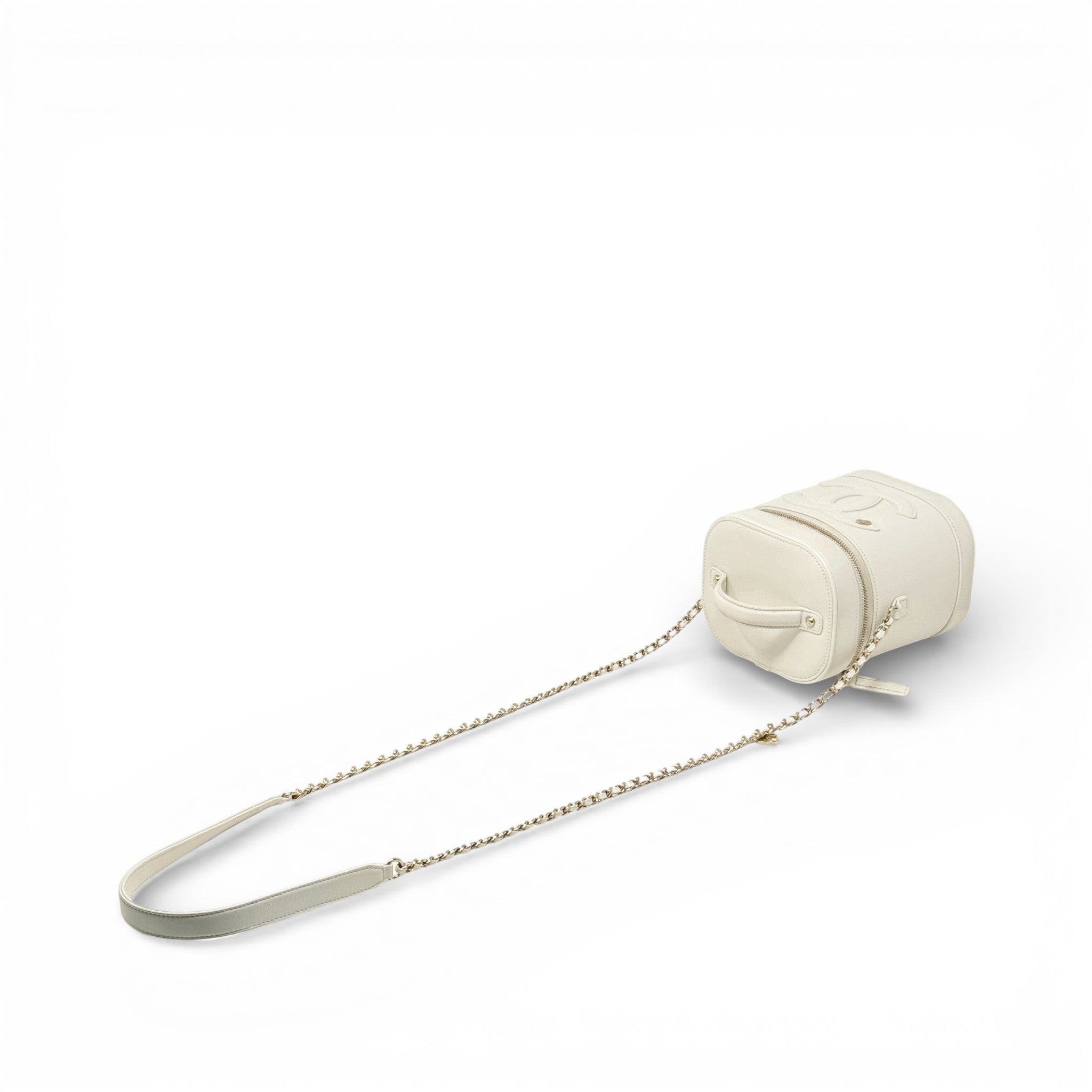 Chanel White CC Mania Vanity Case