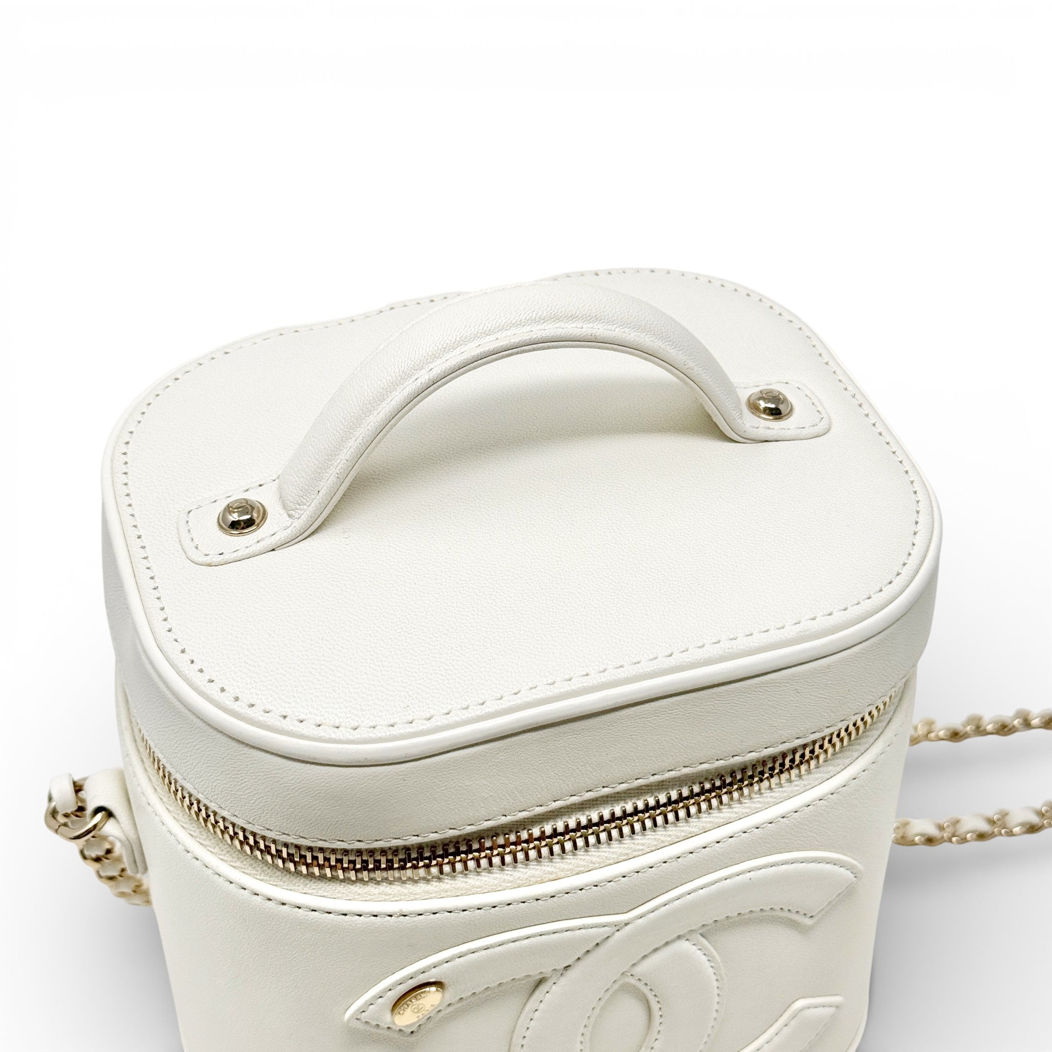 Chanel White CC Mania Vanity Case