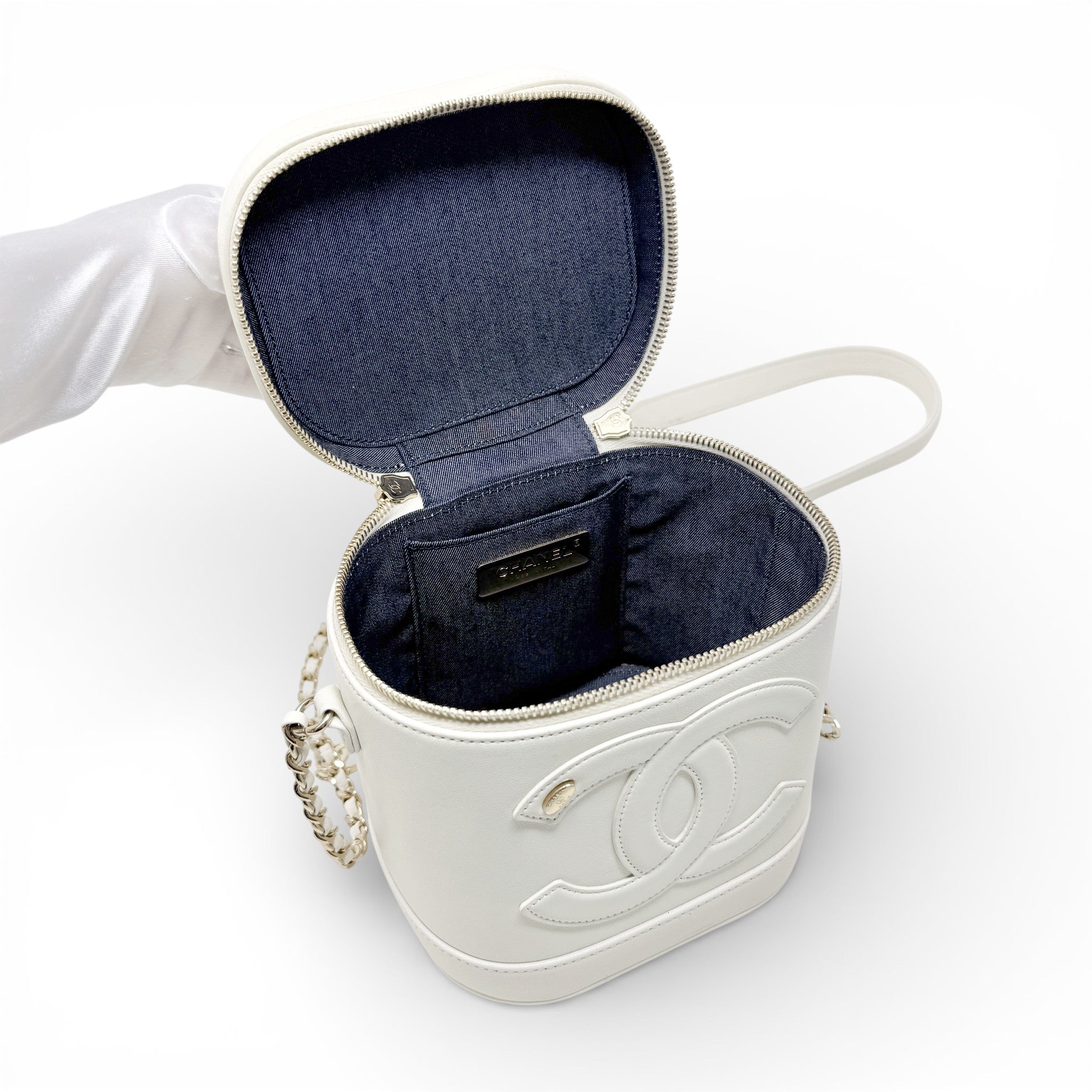 Chanel White CC Mania Vanity Case