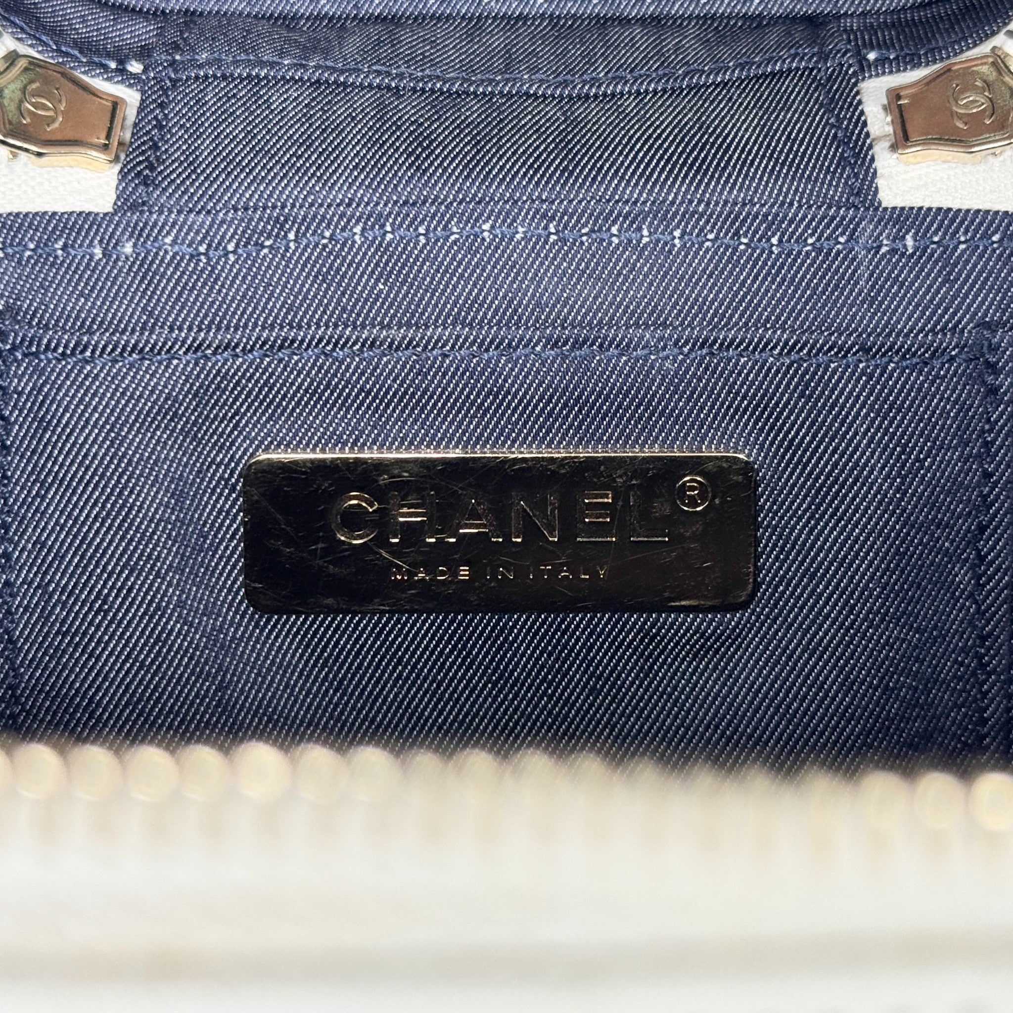 Chanel White CC Mania Vanity Case