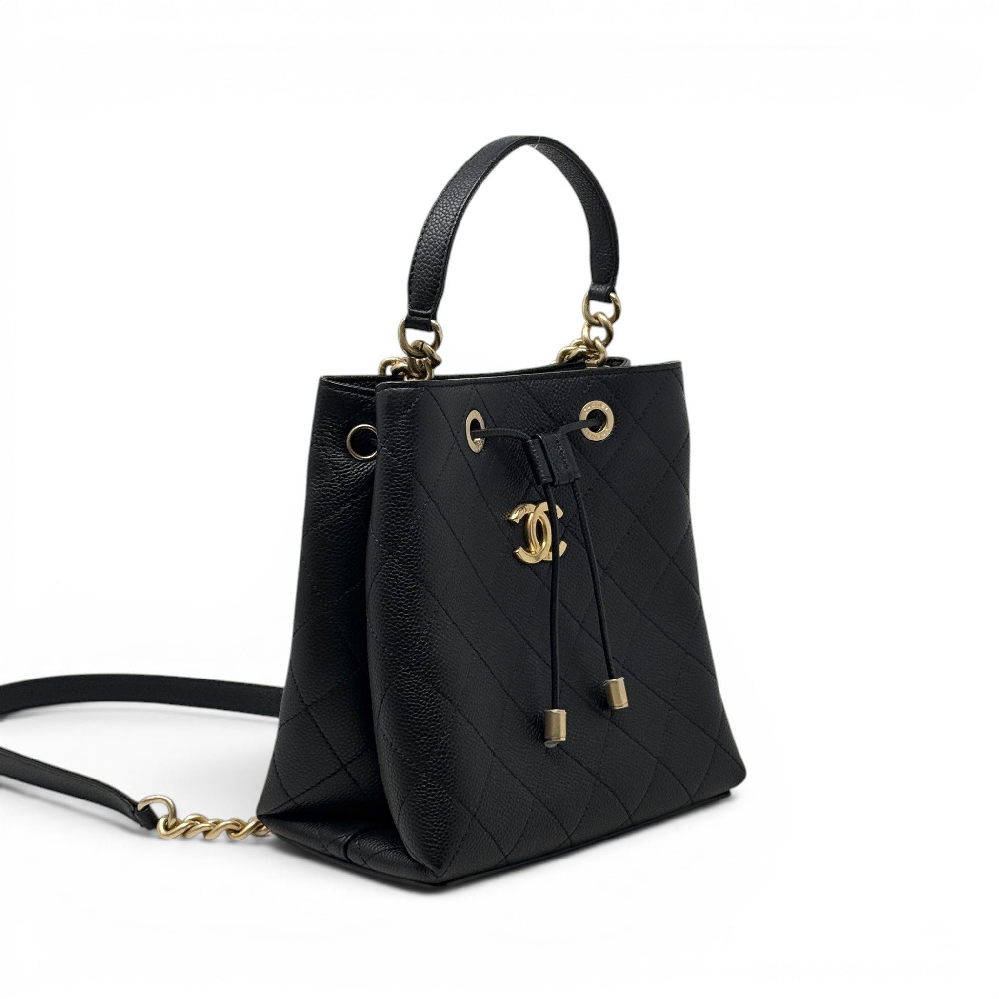 Chanel Black Small Drawstring Bucket Bag