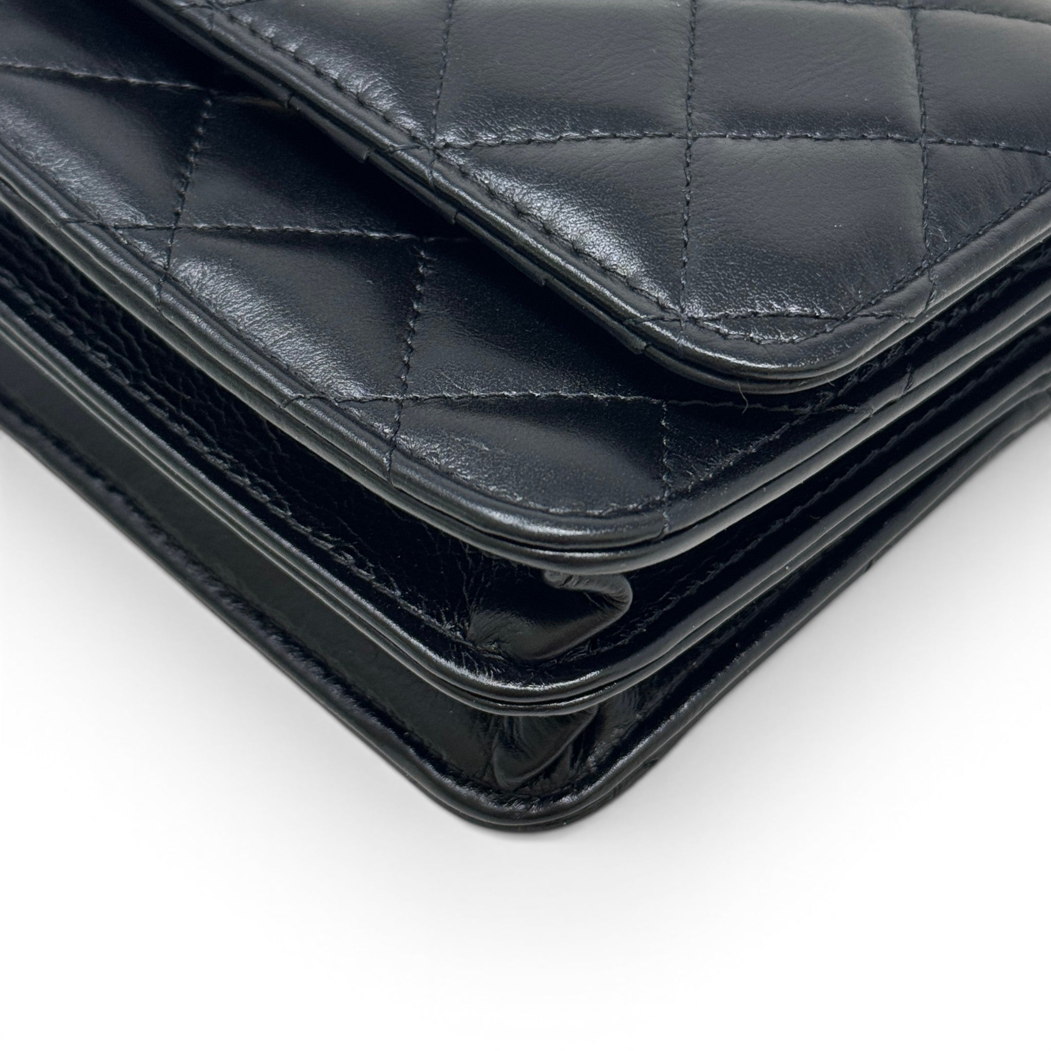 Chanel Black Maxi Pearls Mini Wallet On Chain