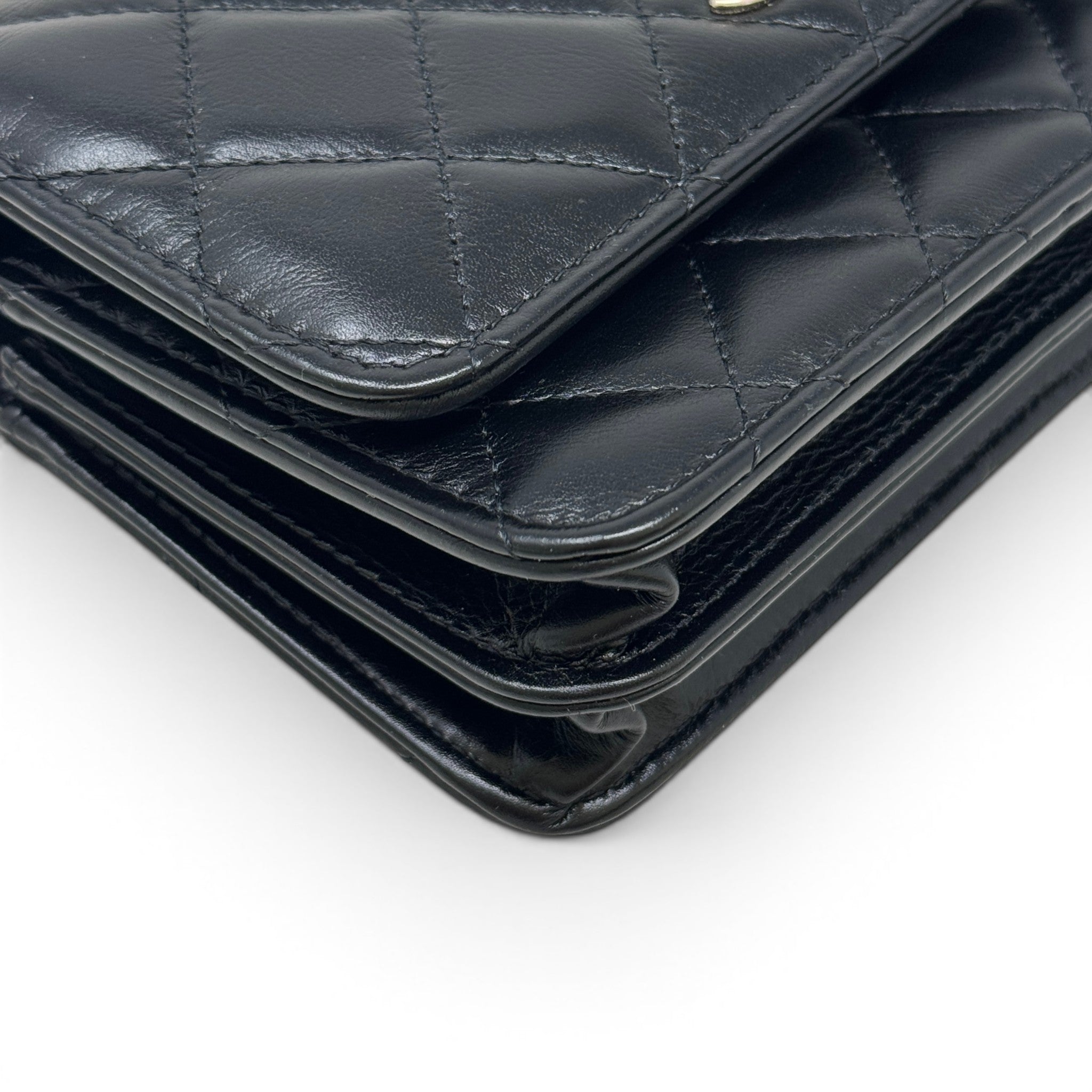 Chanel Black Maxi Pearls Mini Wallet On Chain