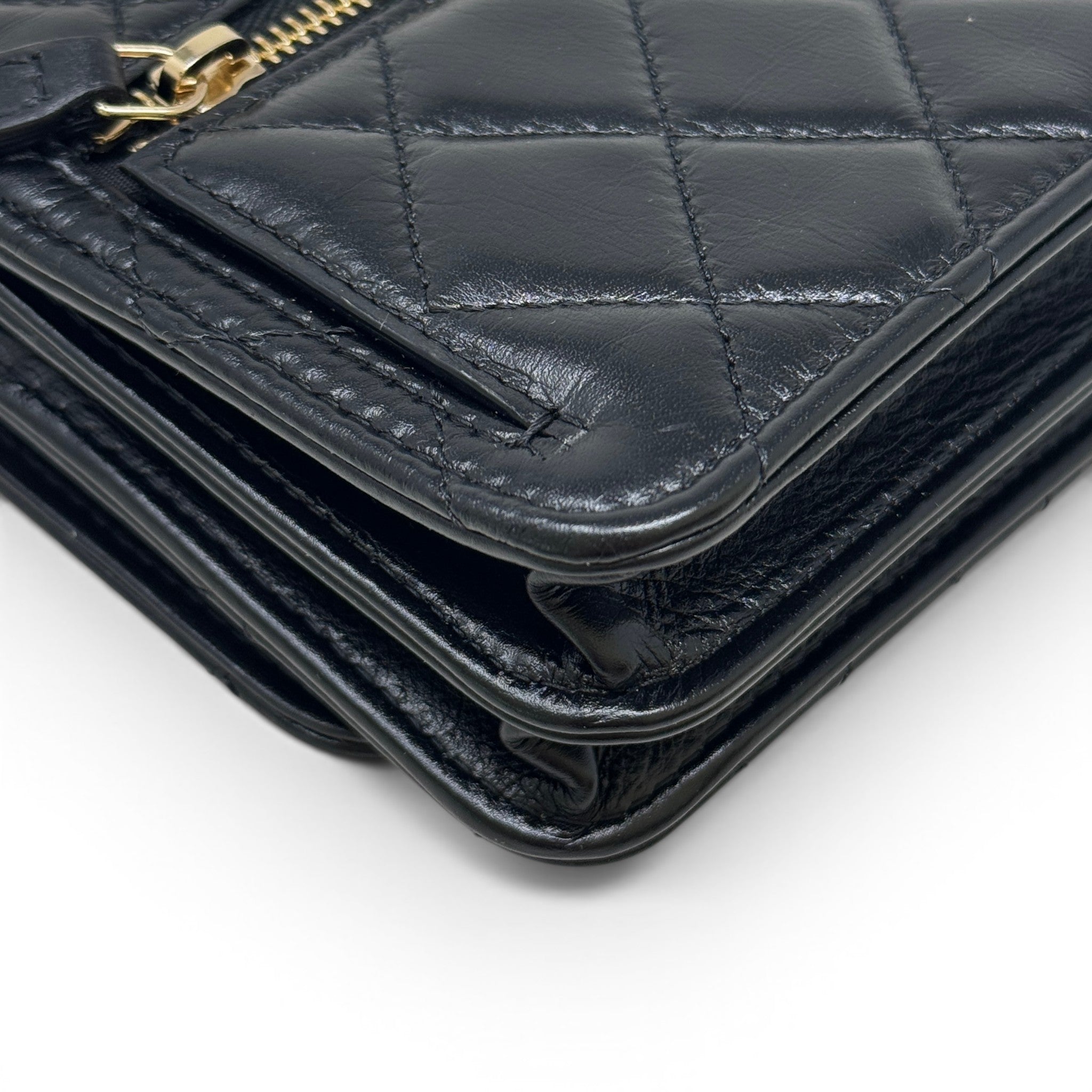 Chanel Black Maxi Pearls Mini Wallet On Chain