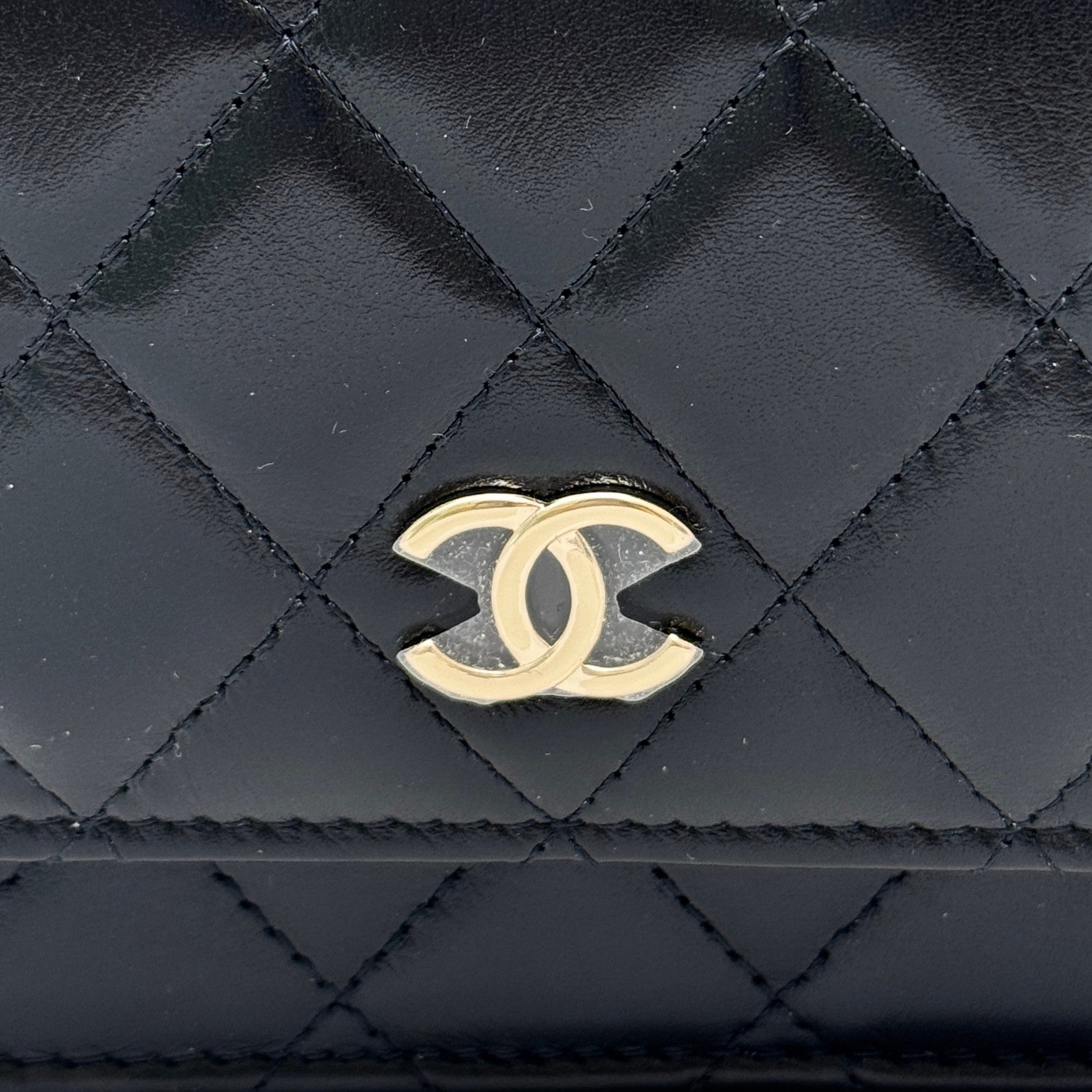Chanel Black Maxi Pearls Mini Wallet On Chain
