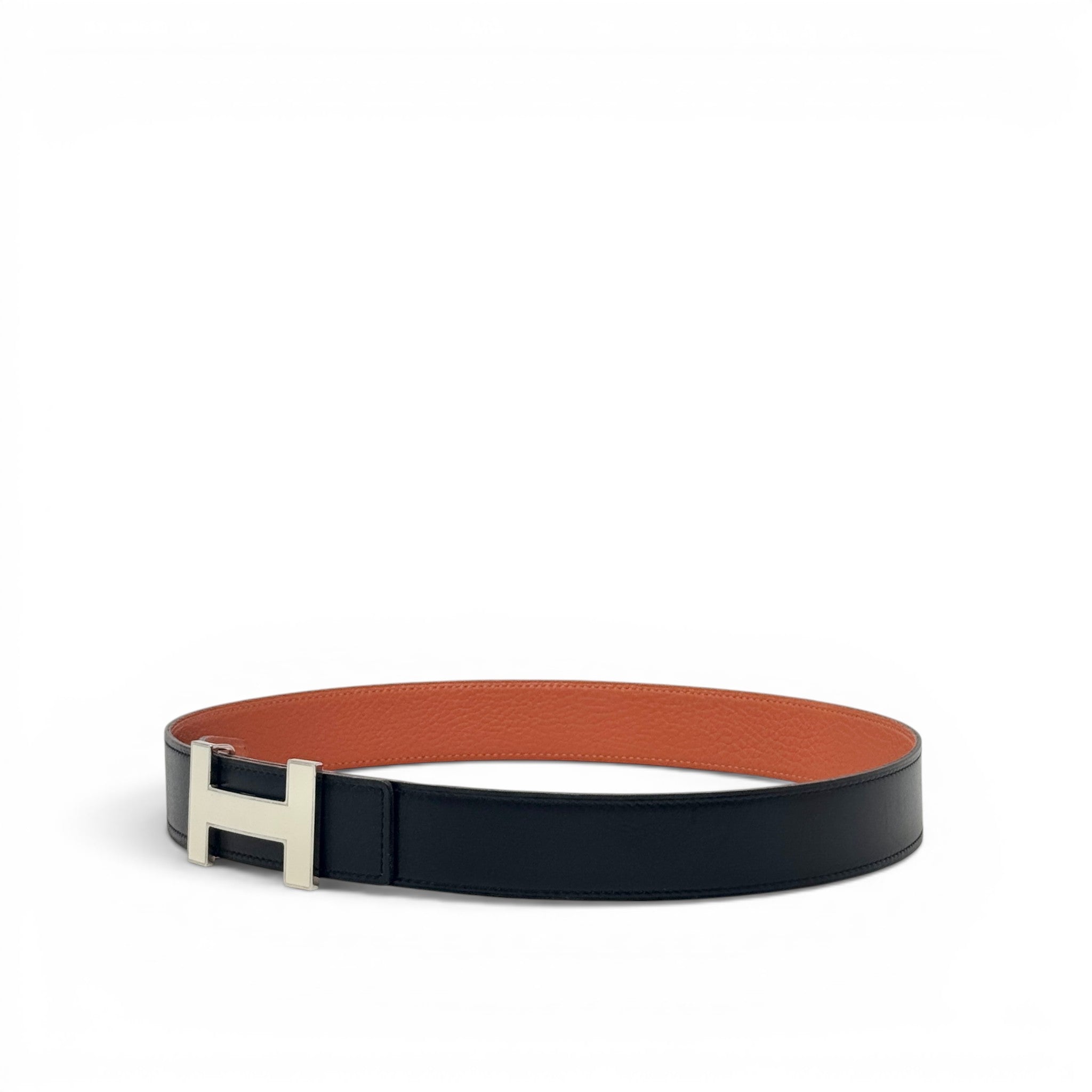 Hermes Noir/Orange Reversible Quizz H Belt 32mm 80