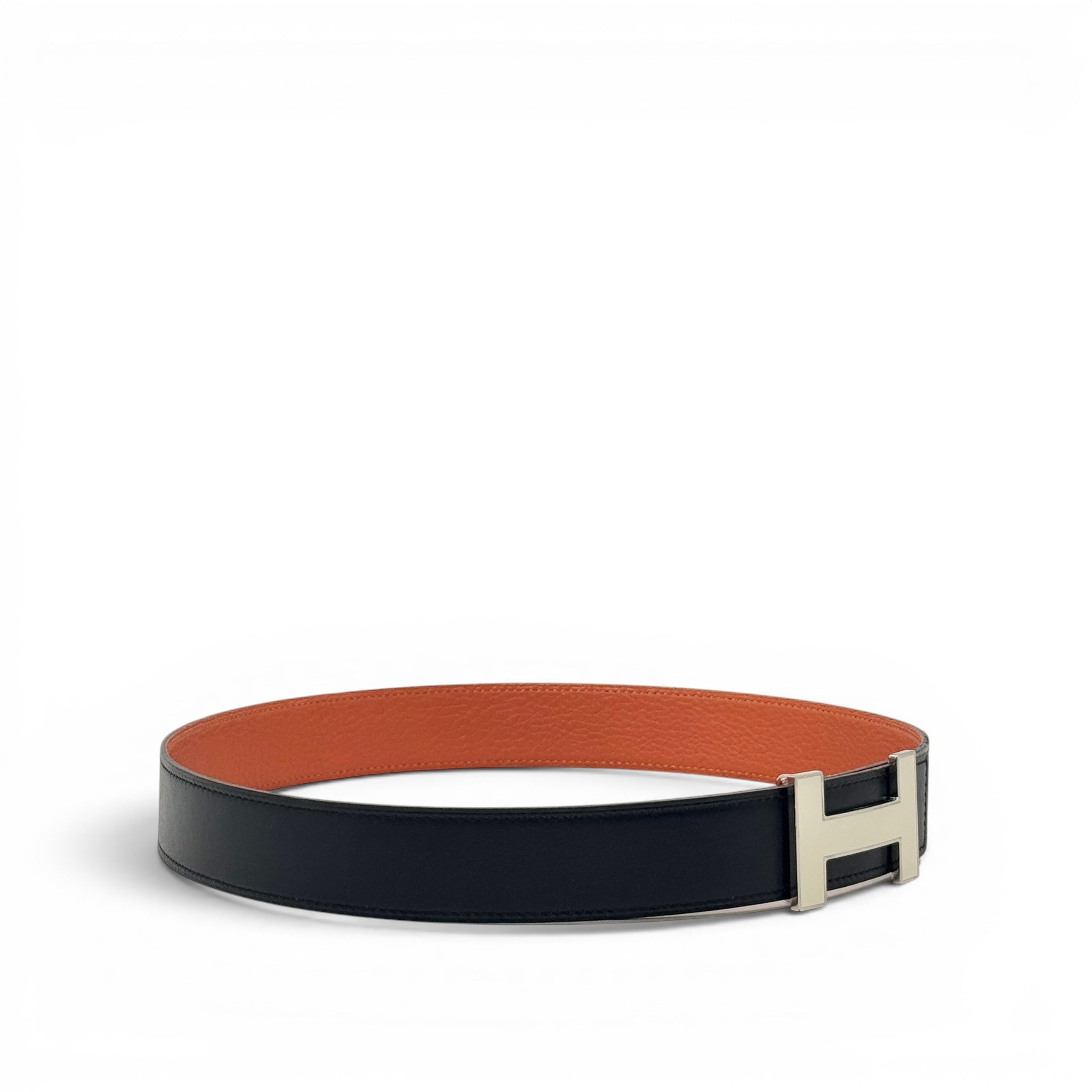Hermes Noir/Orange Reversible Quizz H Belt 32mm 80