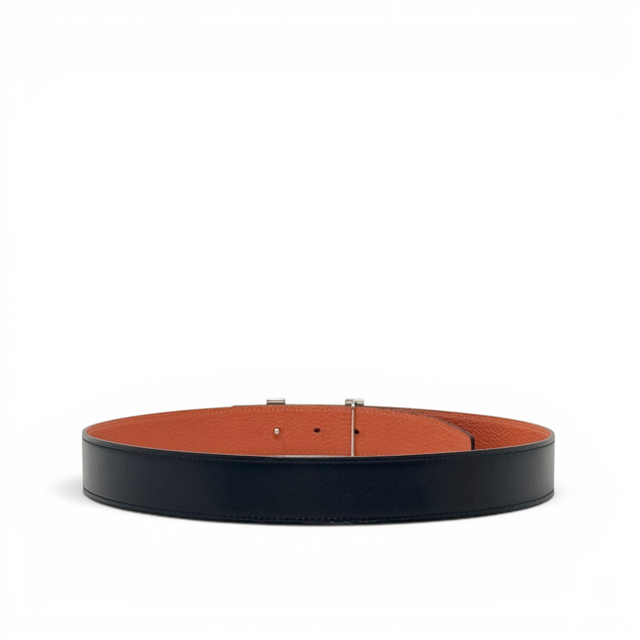 Hermes Noir/Orange Reversible Quizz H Belt 32mm 80