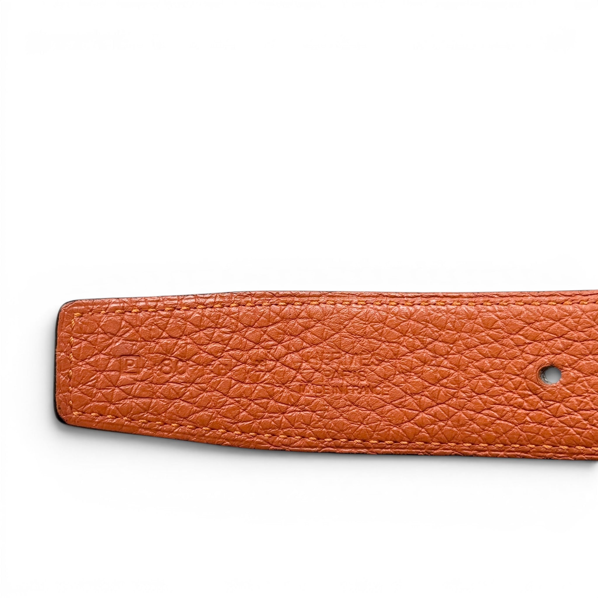 Hermes Noir/Orange Reversible Quizz H Belt 32mm 80