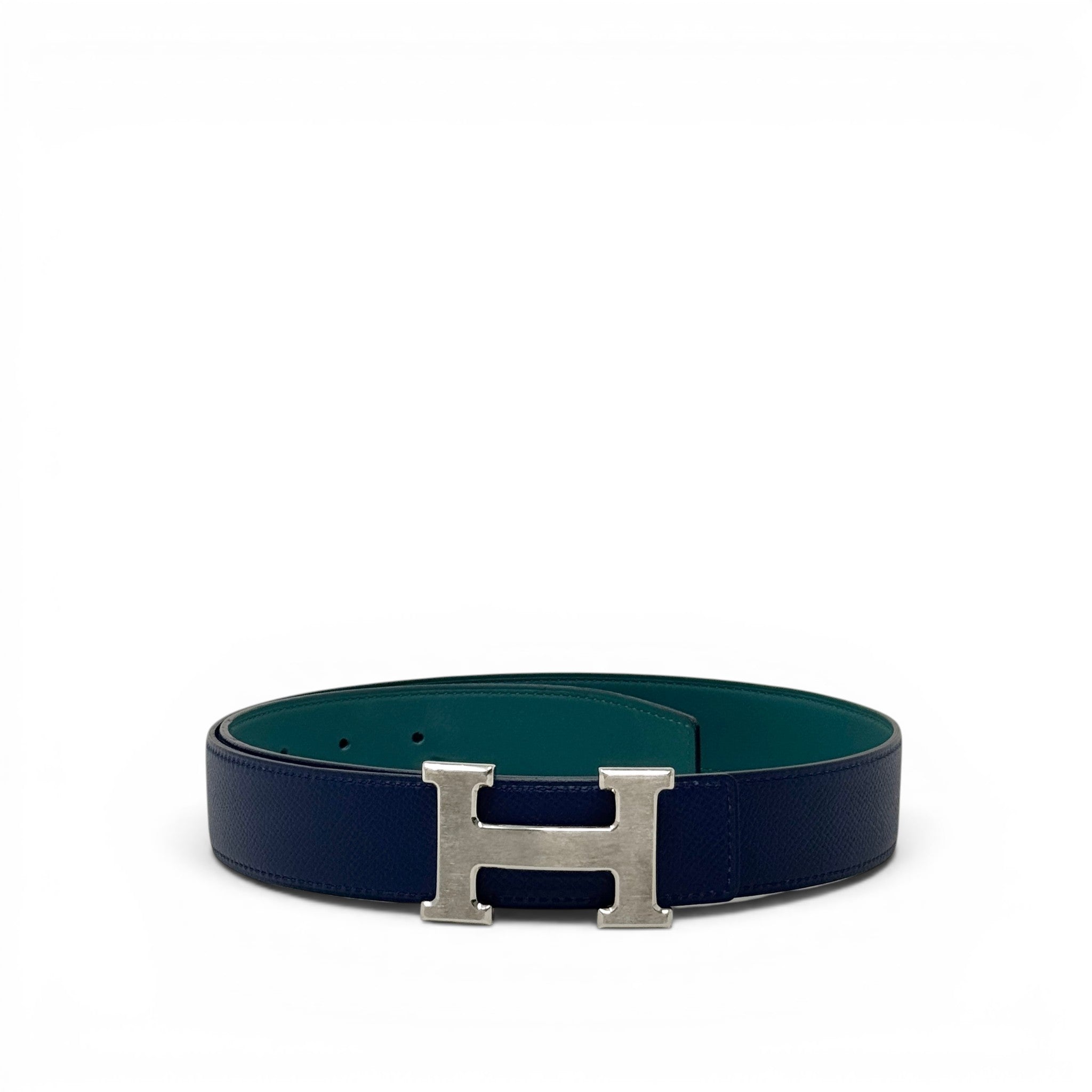 Hermes Bleu Saphir/Vert Bosphore Reversible Belt 32mm 80