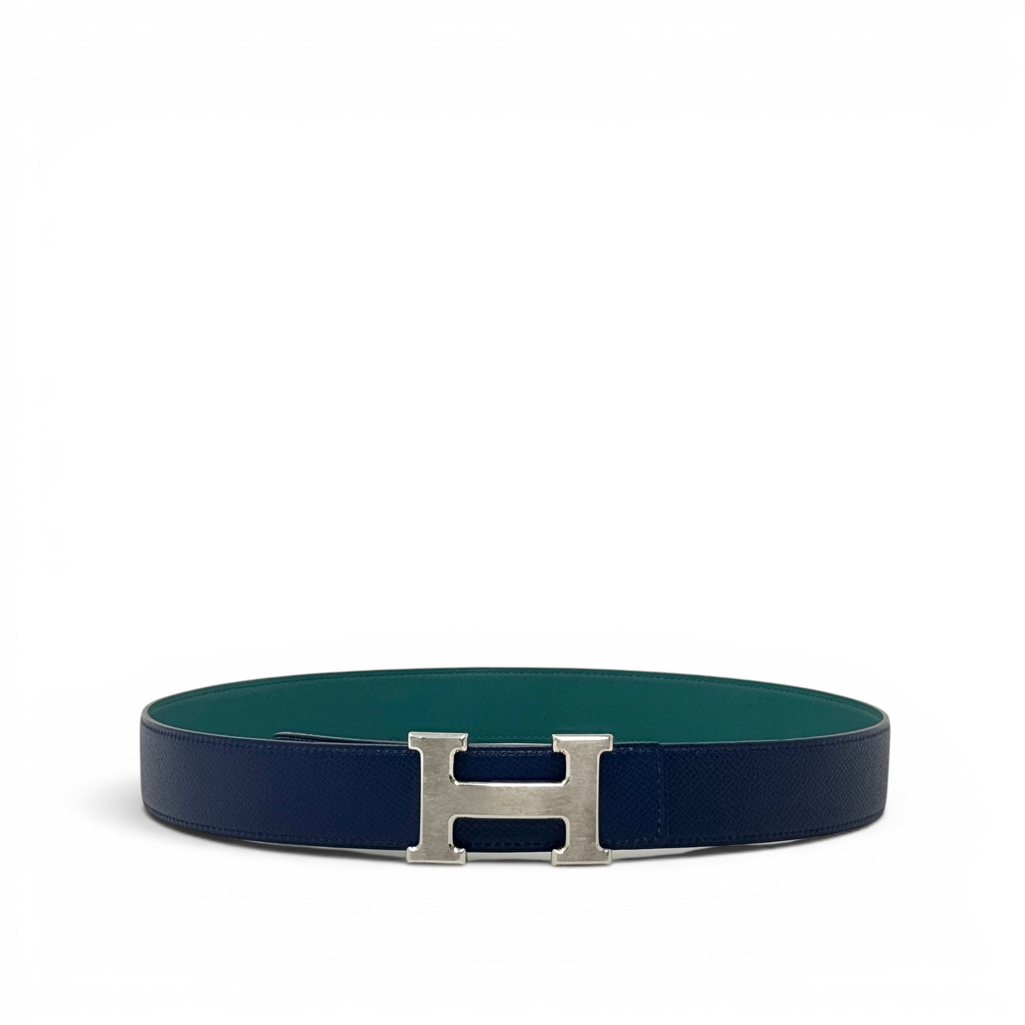 Hermes Bleu Saphir/Vert Bosphore Reversible Belt 32mm 80