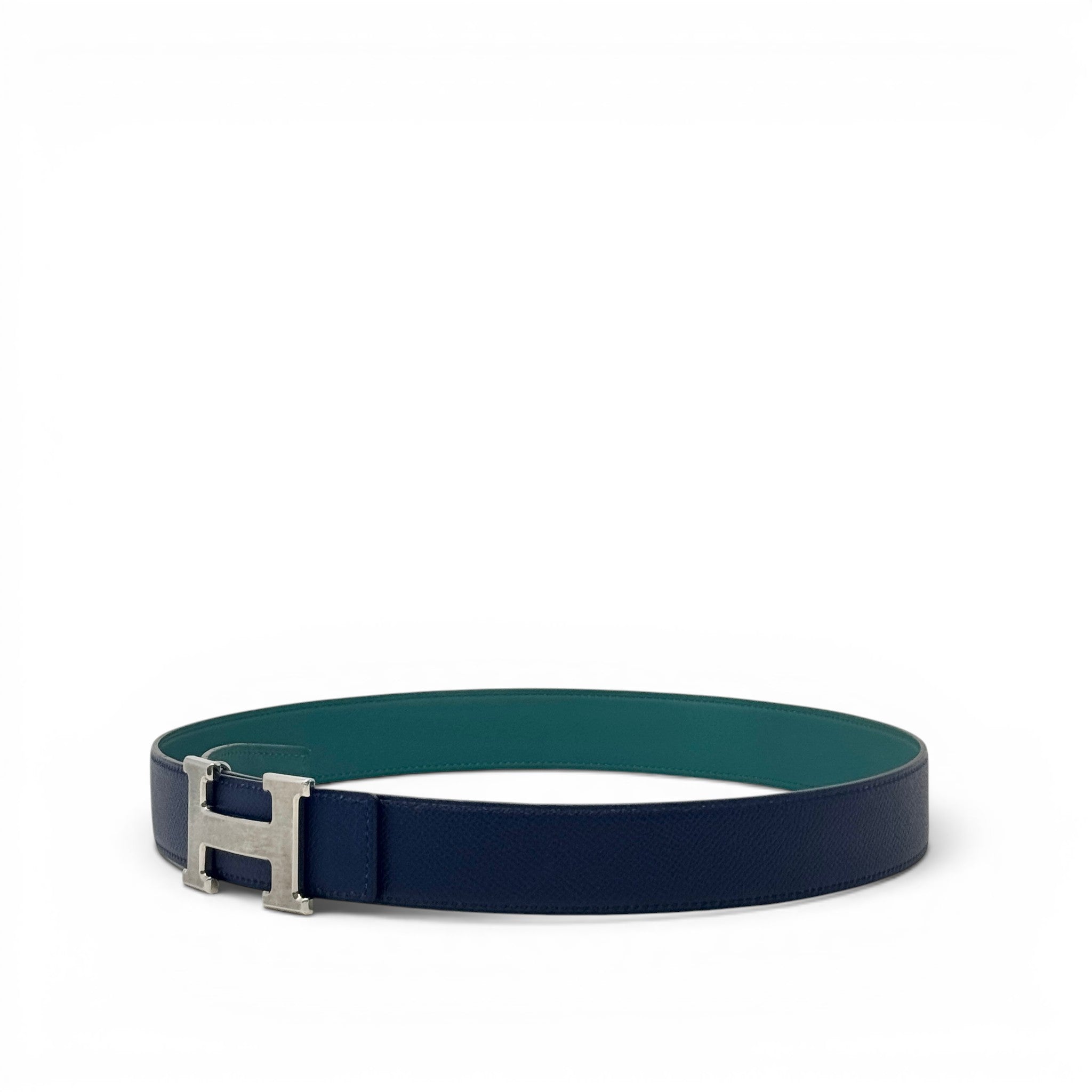 Hermes Bleu Saphir/Vert Bosphore Reversible Belt 32mm 80
