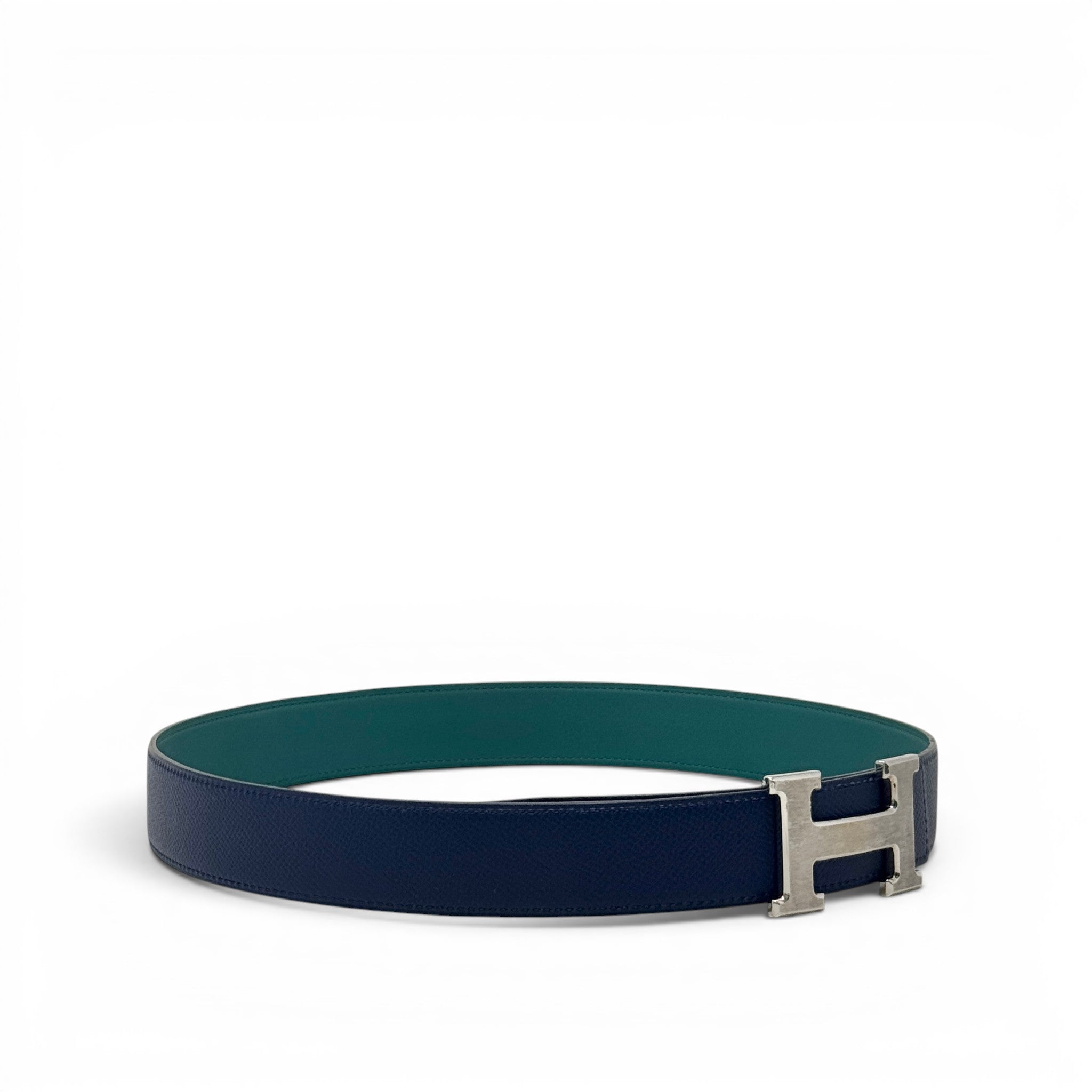 Hermes Bleu Saphir/Vert Bosphore Reversible Belt 32mm 80