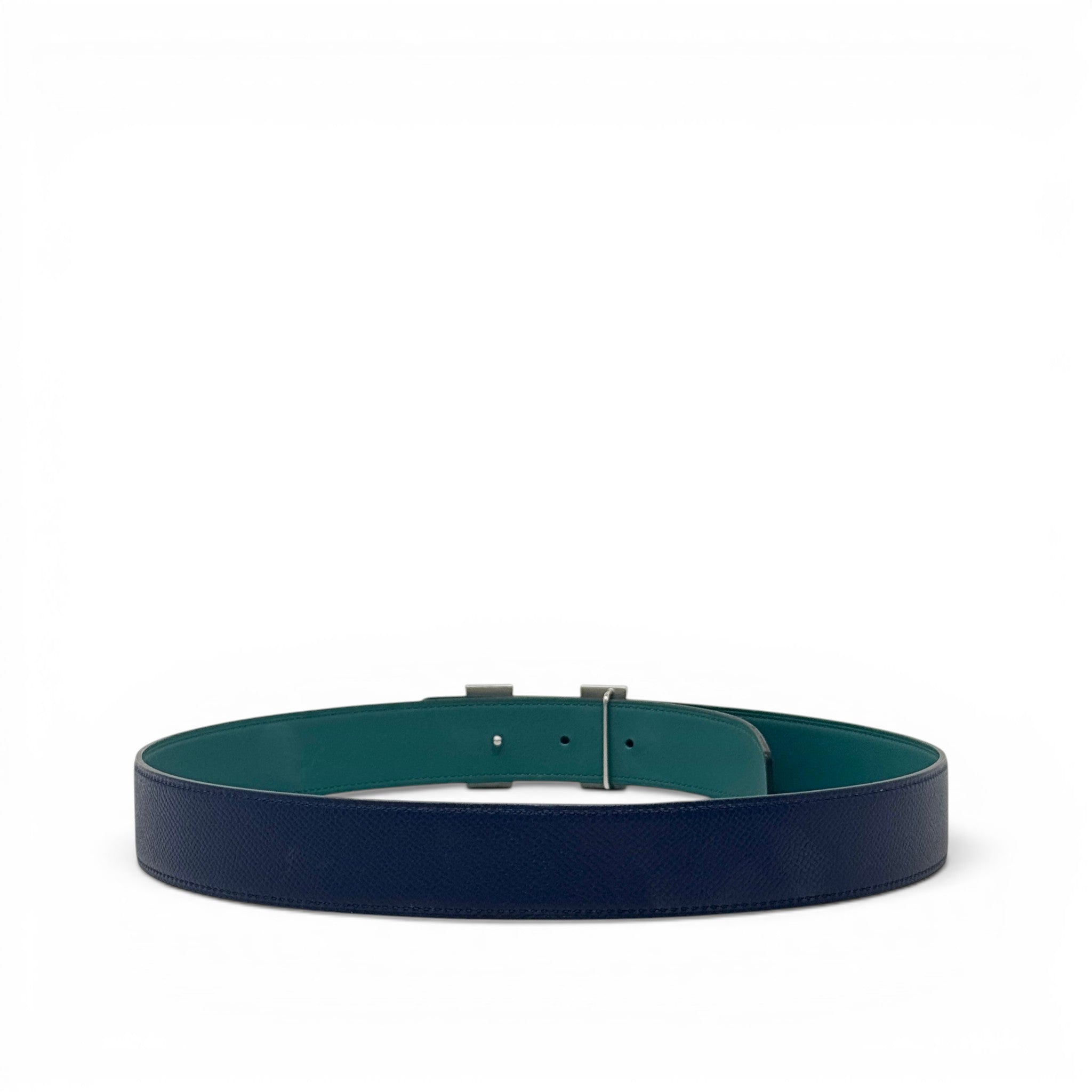 Hermes Bleu Saphir/Vert Bosphore Reversible Belt 32mm 80