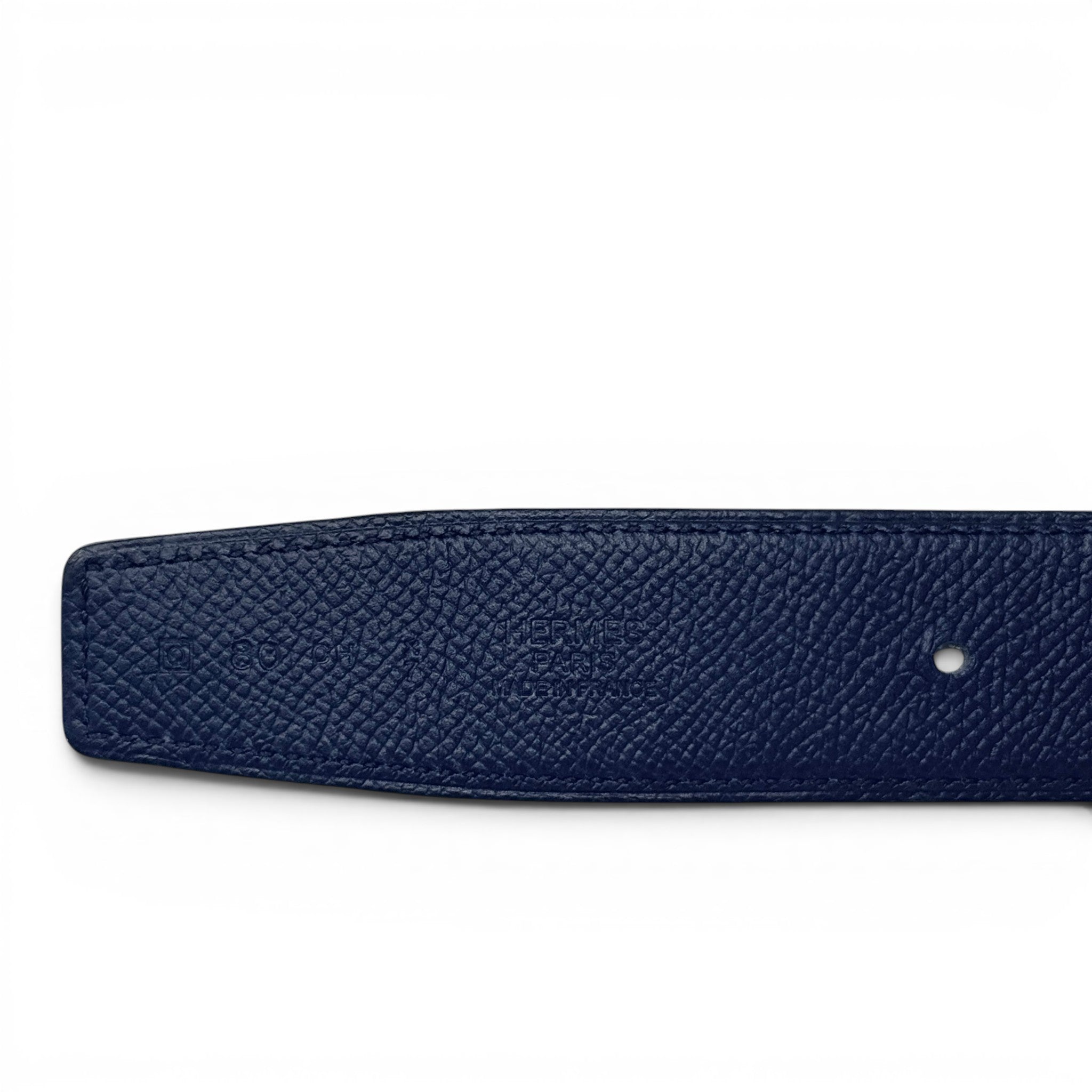Hermes Bleu Saphir/Vert Bosphore Reversible Belt 32mm 80