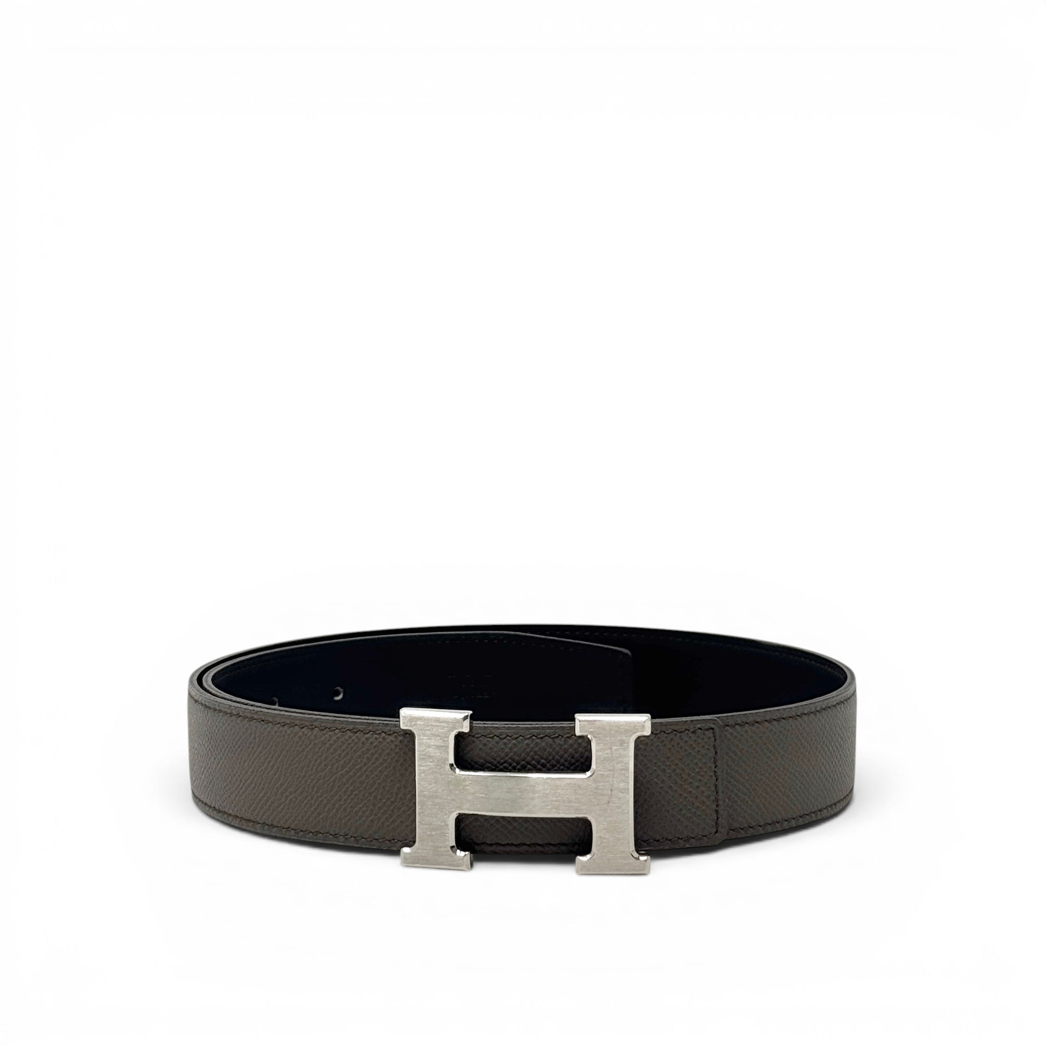 Hermes Etoupe/Noir Reversible Belt 32mm 75