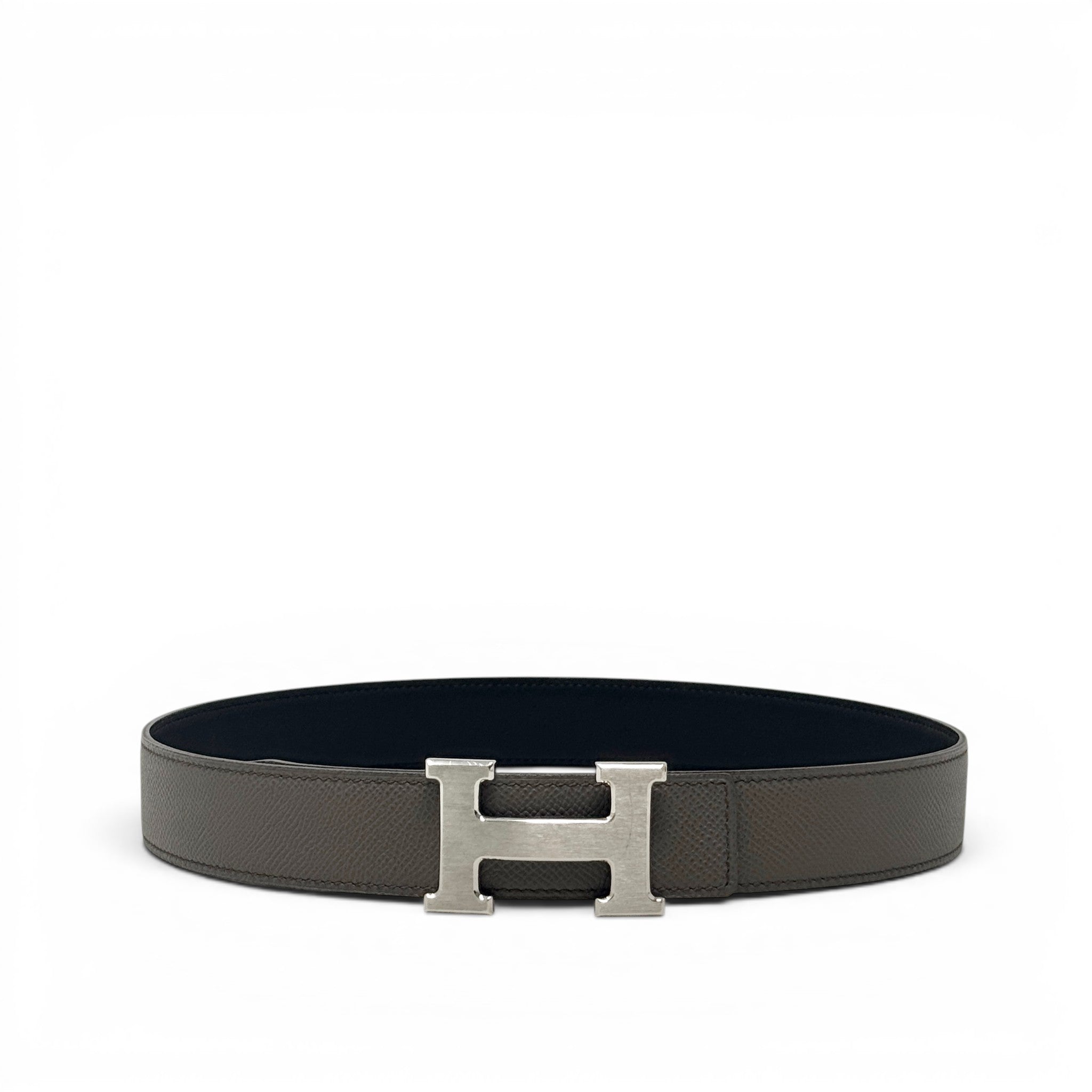 Hermes Etoupe/Noir Reversible Belt 32mm 75