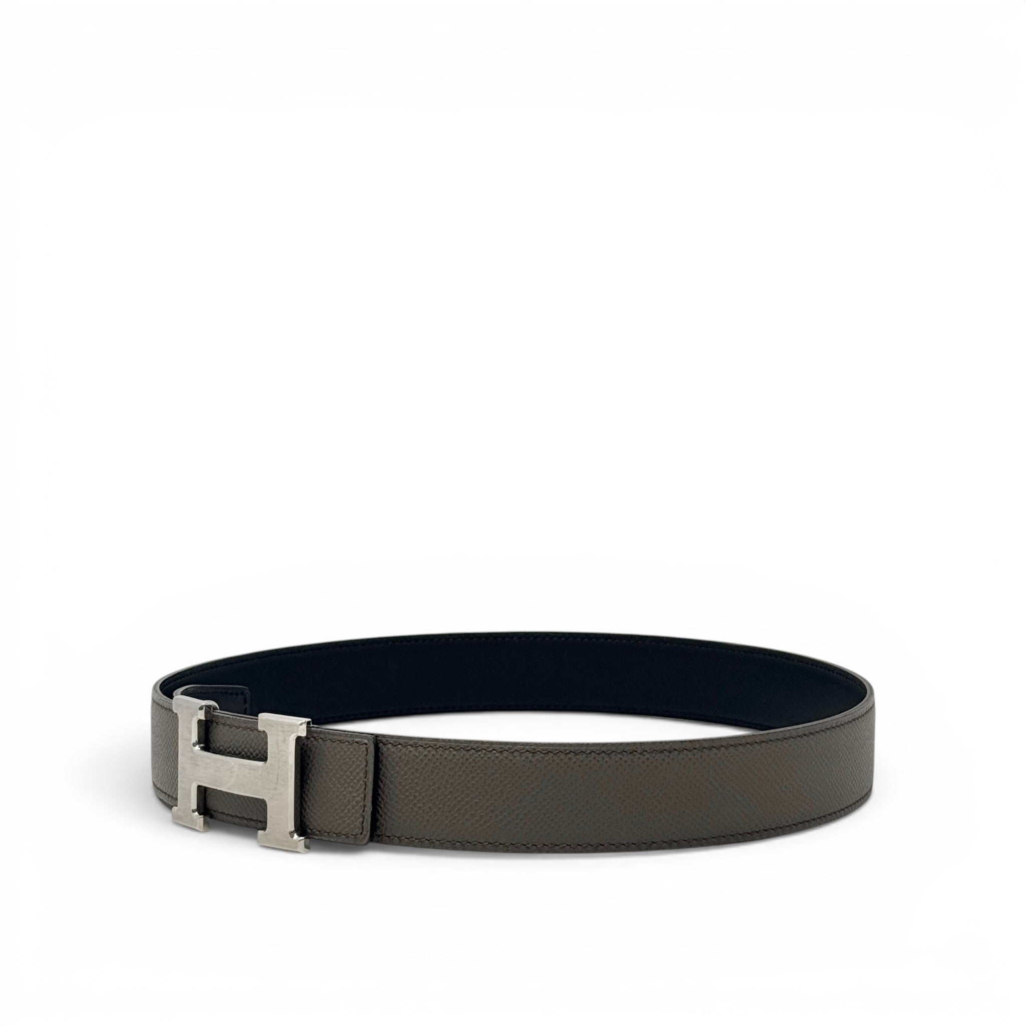 Hermes Etoupe/Noir Reversible Belt 32mm 75