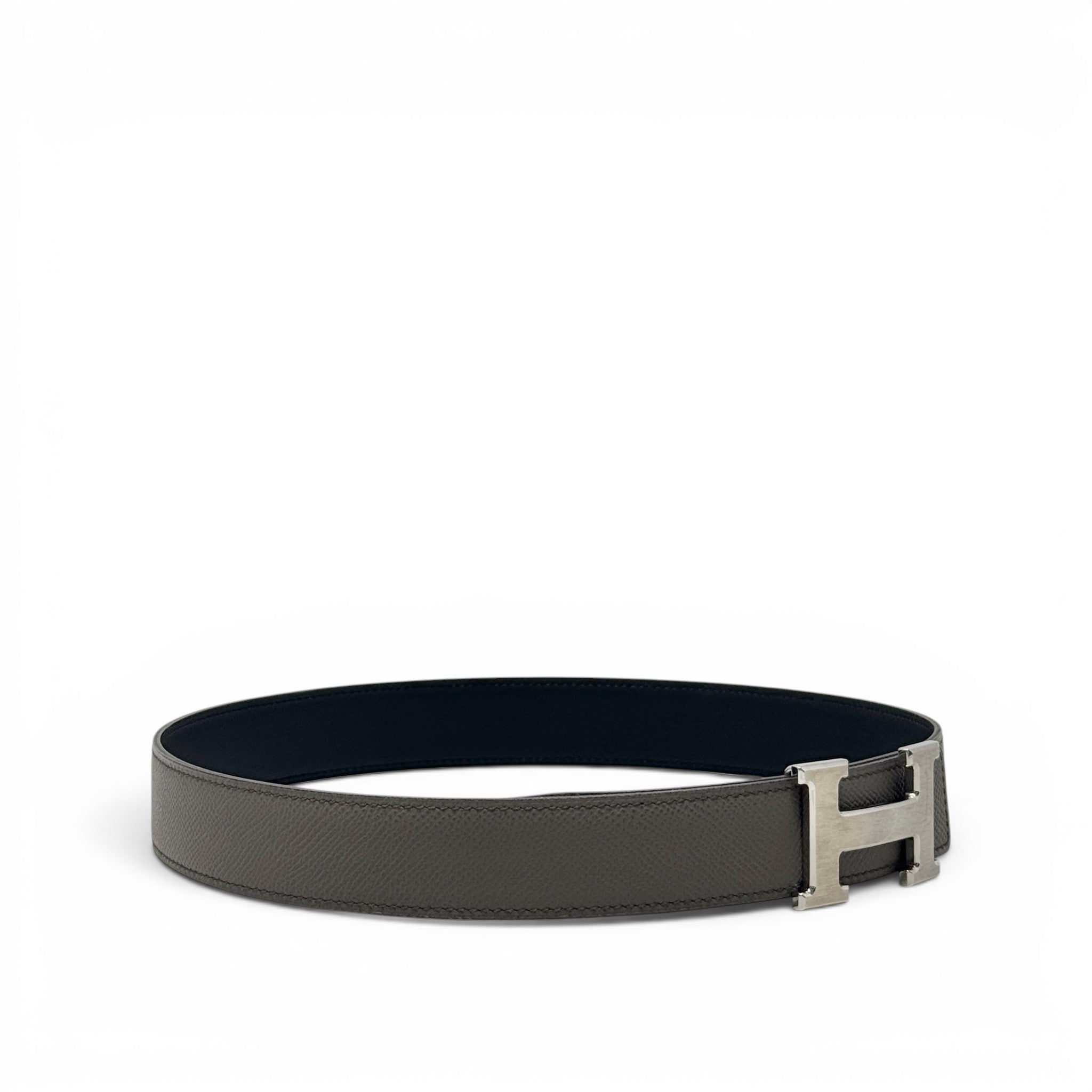 Hermes Etoupe/Noir Reversible Belt 32mm 75