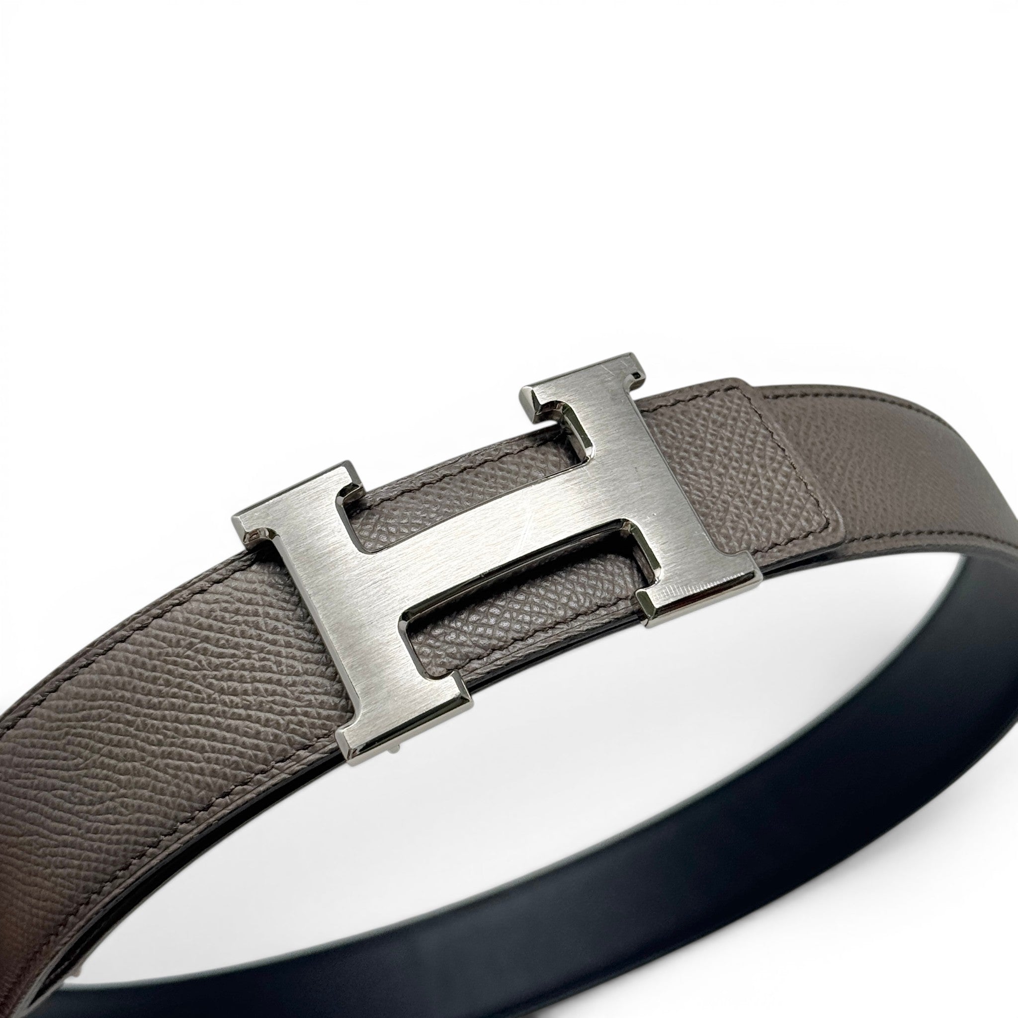 Hermes Etoupe/Noir Reversible Belt 32mm 75