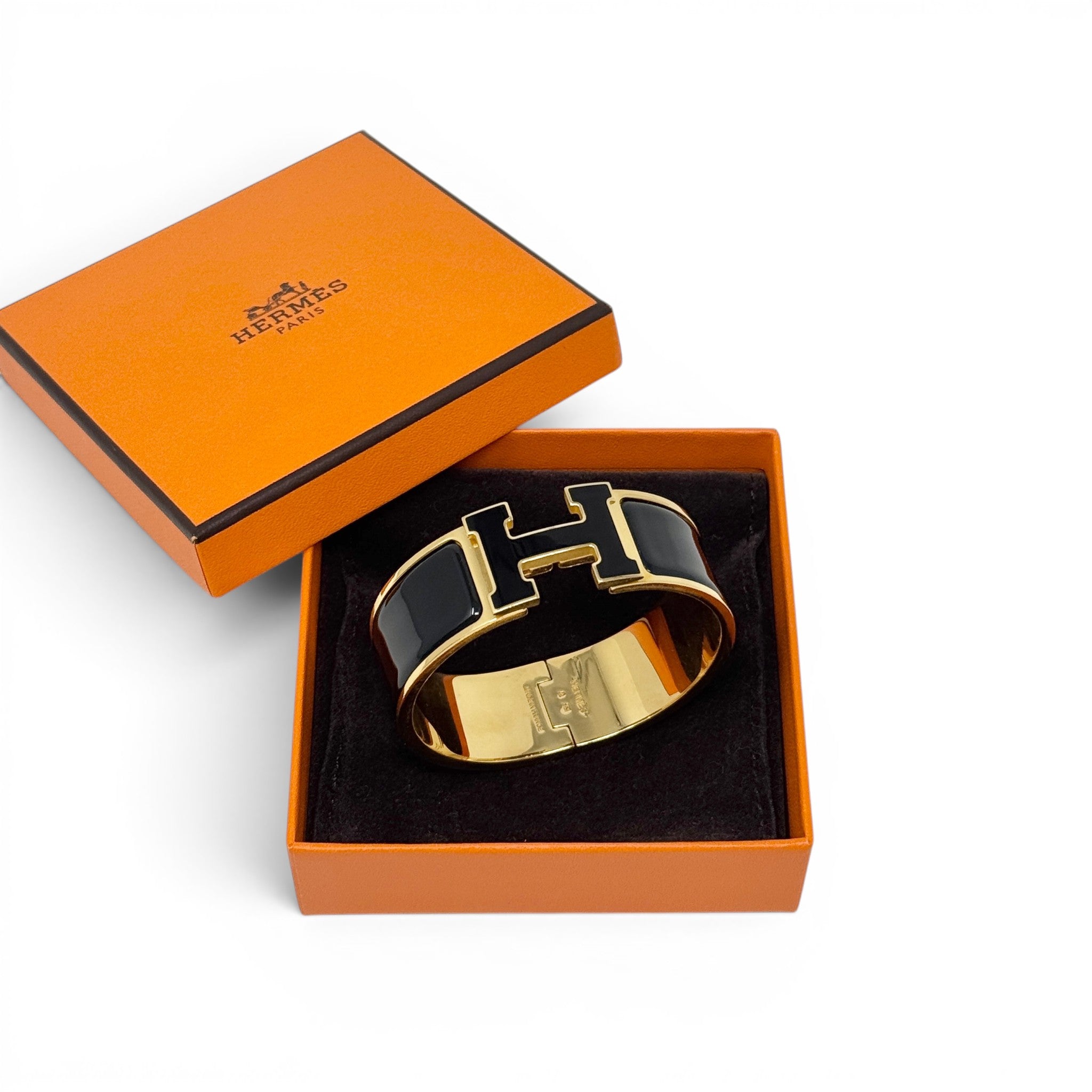 Hermes Noir Clic Clac H Bracelet GM