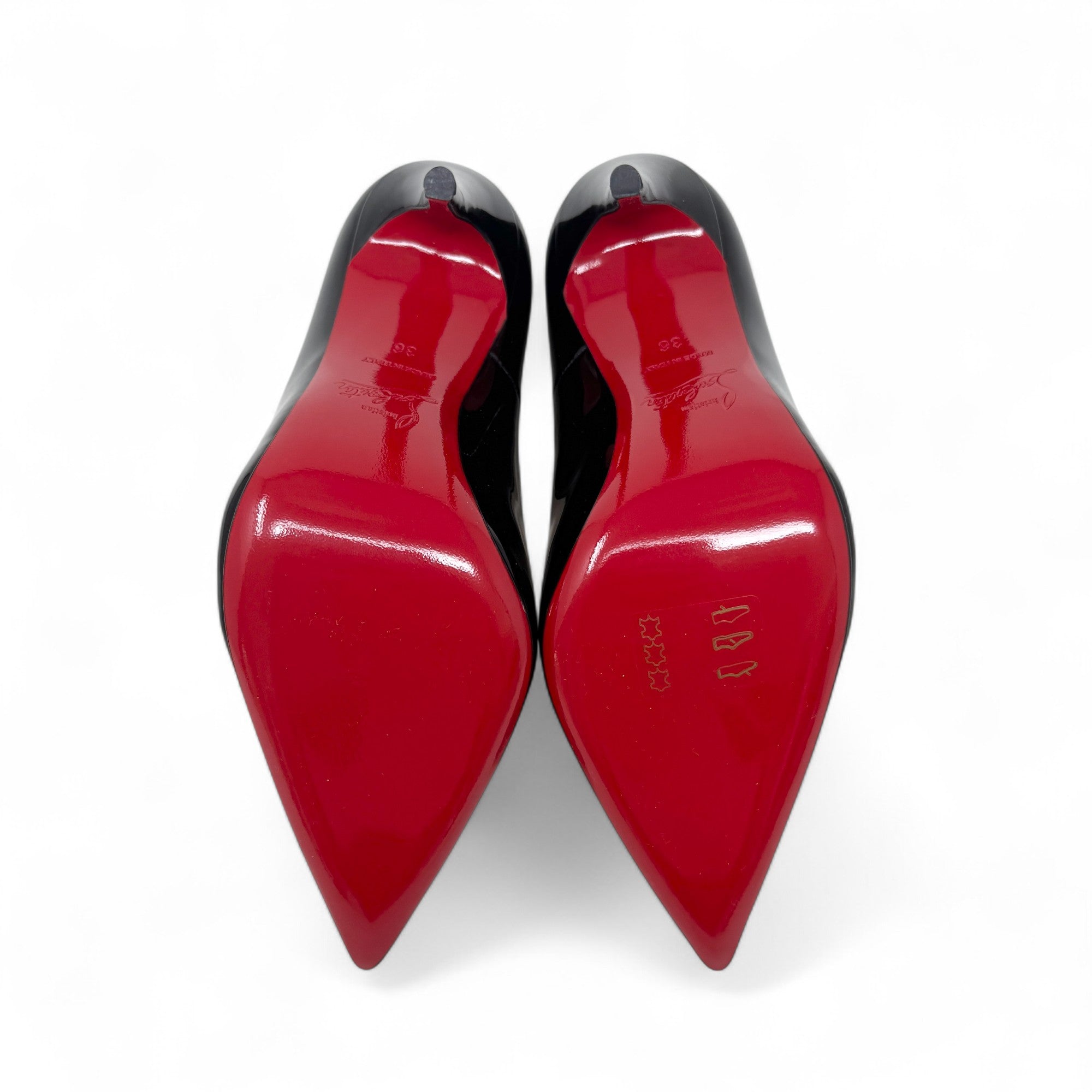 Louboutin Black Patent So Kate Pumps 36