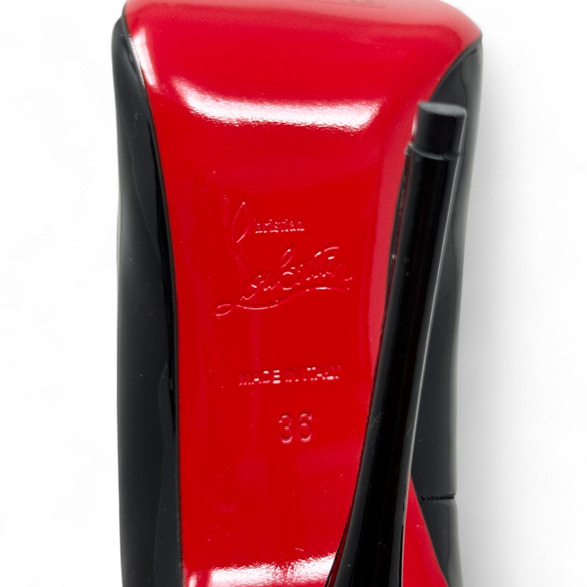 Louboutin Black Patent So Kate Pumps 36