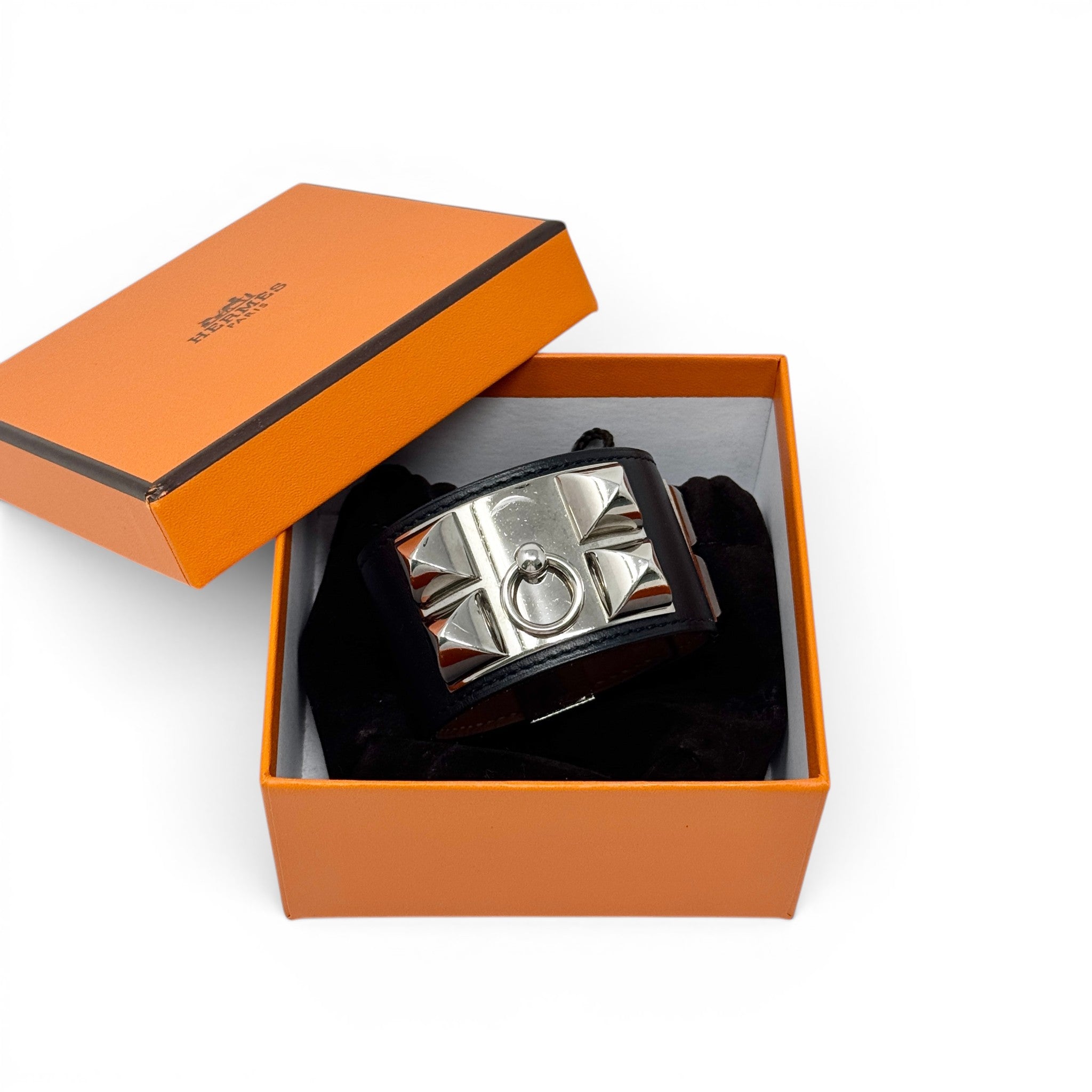 Hermes Noir Swift Collier De Chien Bracelet T2