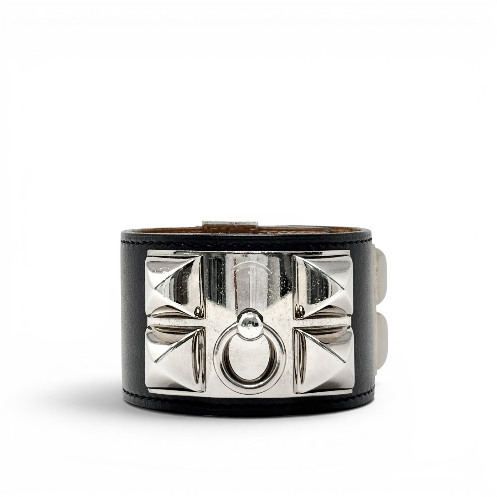 Hermes Noir Swift Collier De Chien Bracelet T2