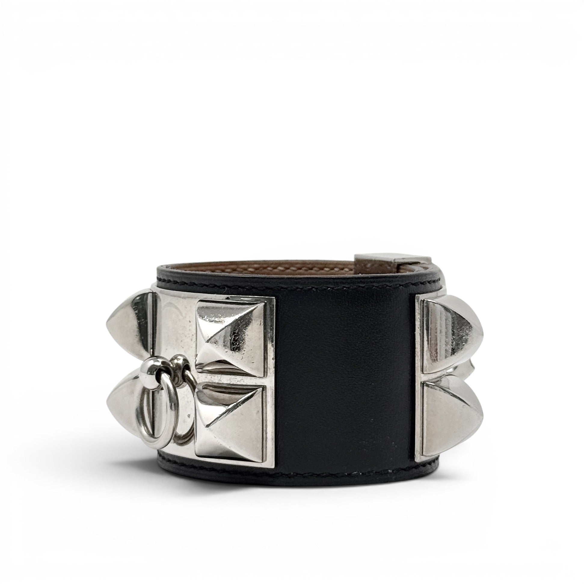 Hermes Noir Swift Collier De Chien Bracelet T2