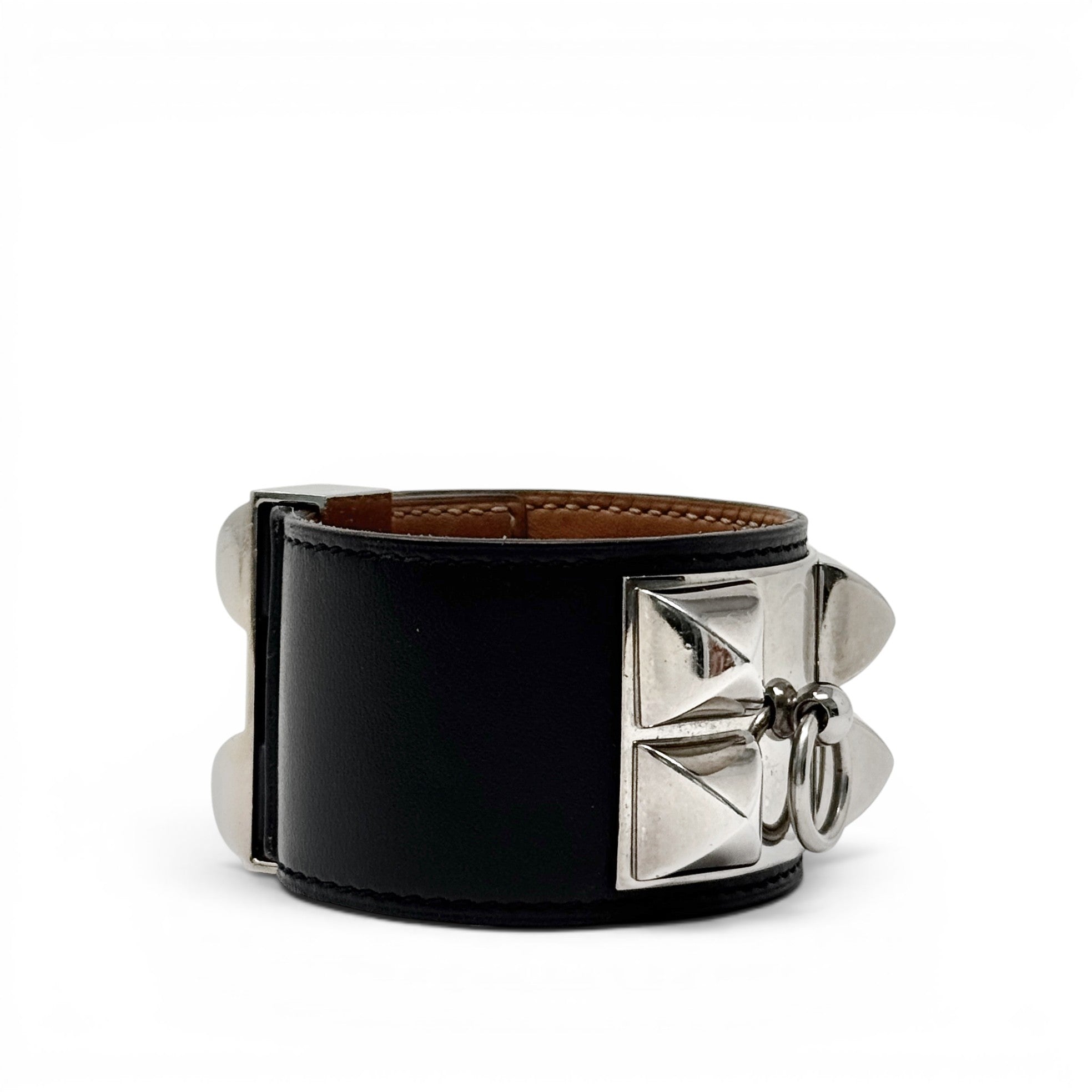 Hermes Noir Swift Collier De Chien Bracelet T2