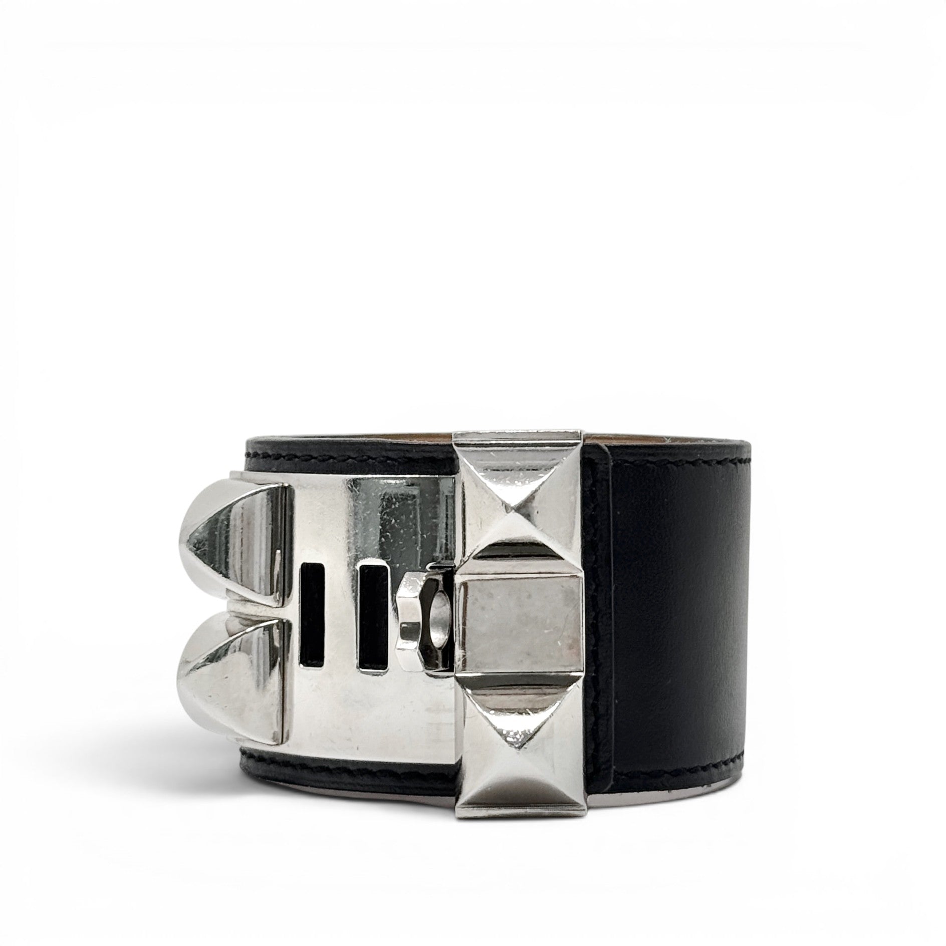 Hermes Noir Swift Collier De Chien Bracelet T2