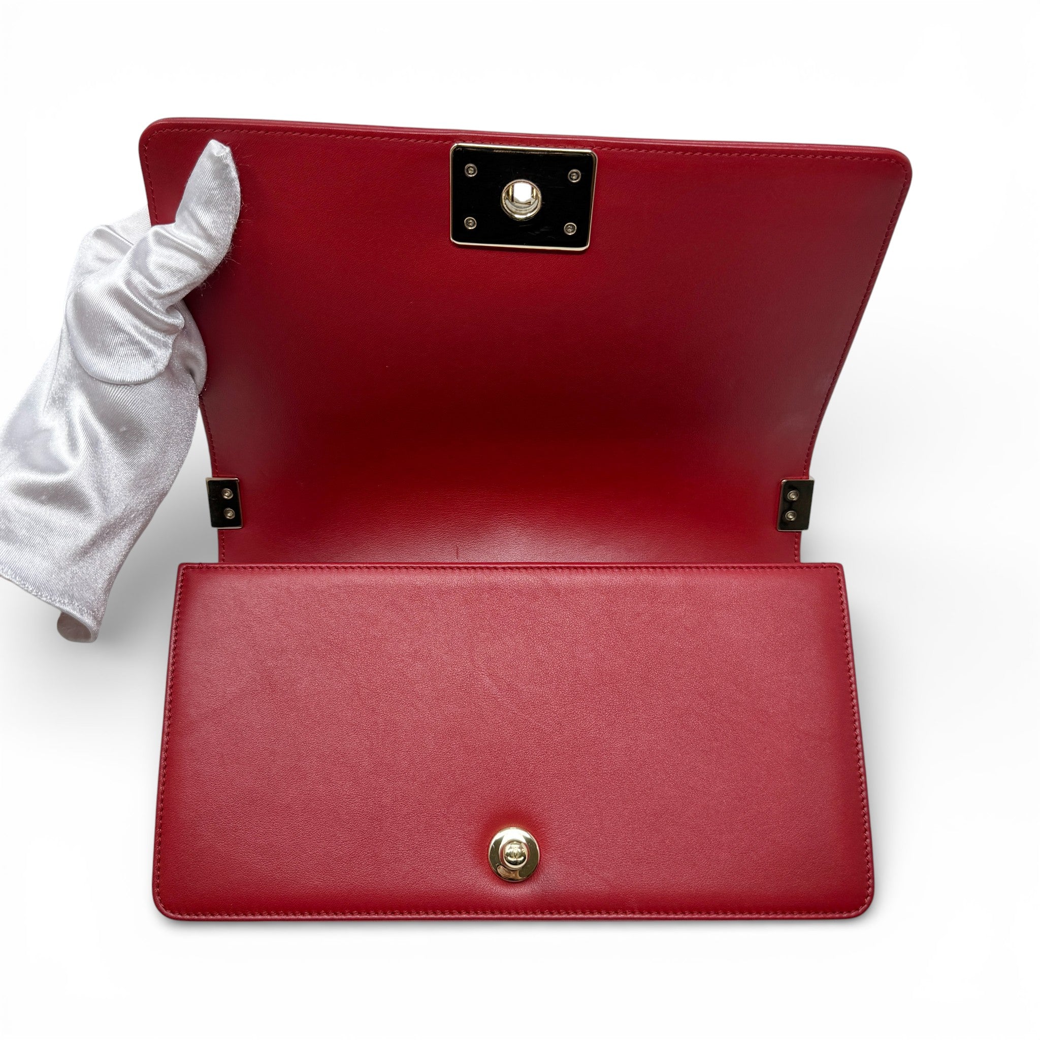 Chanel Red Chevron Medium Boy Bag