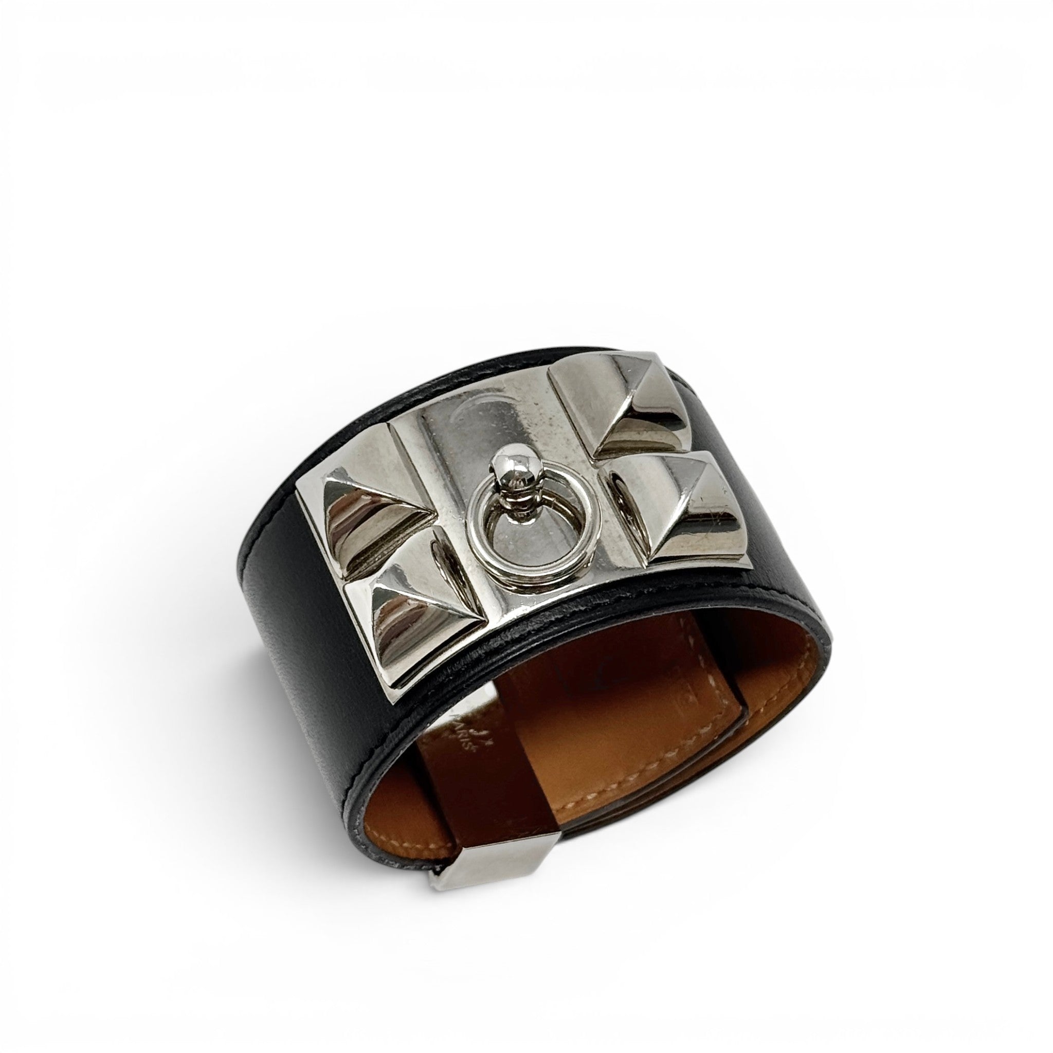 Hermes Noir Swift Collier De Chien Bracelet T2