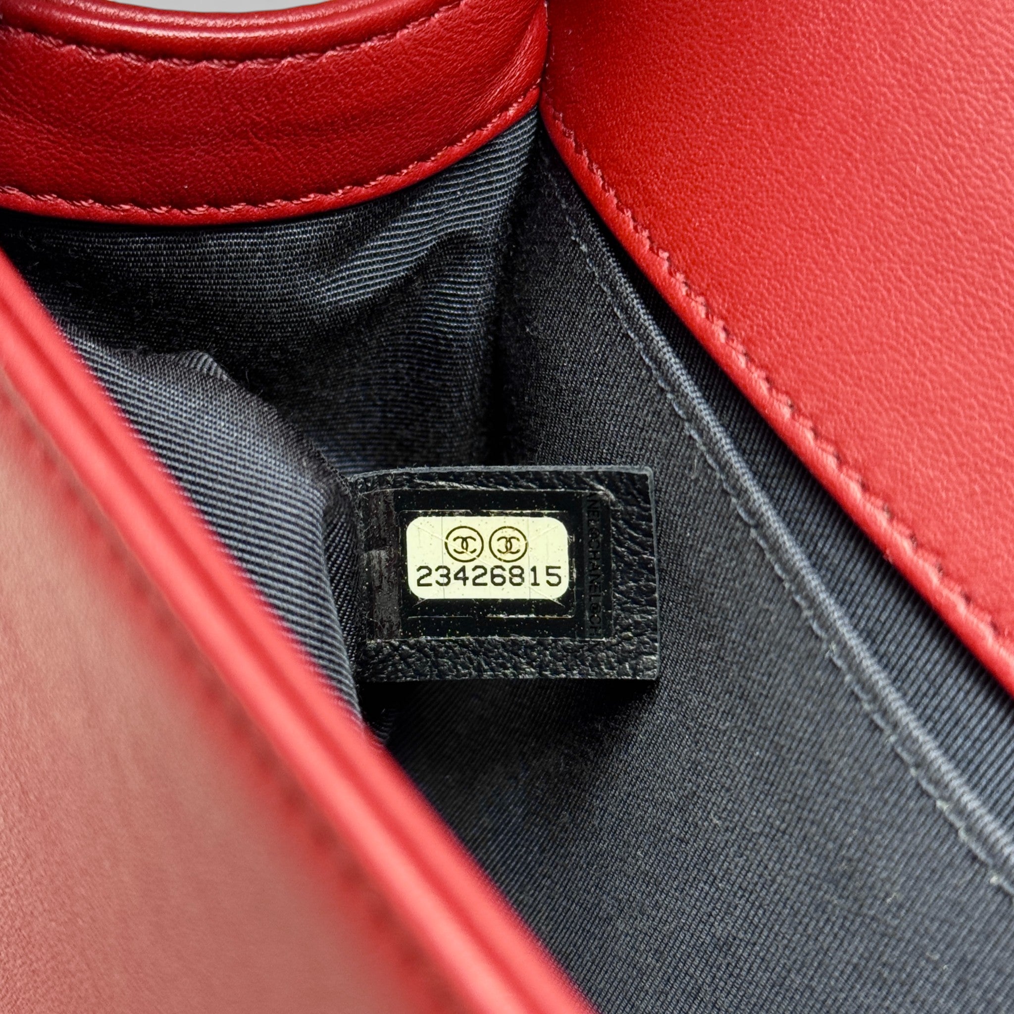 Chanel Red Chevron Medium Boy Bag