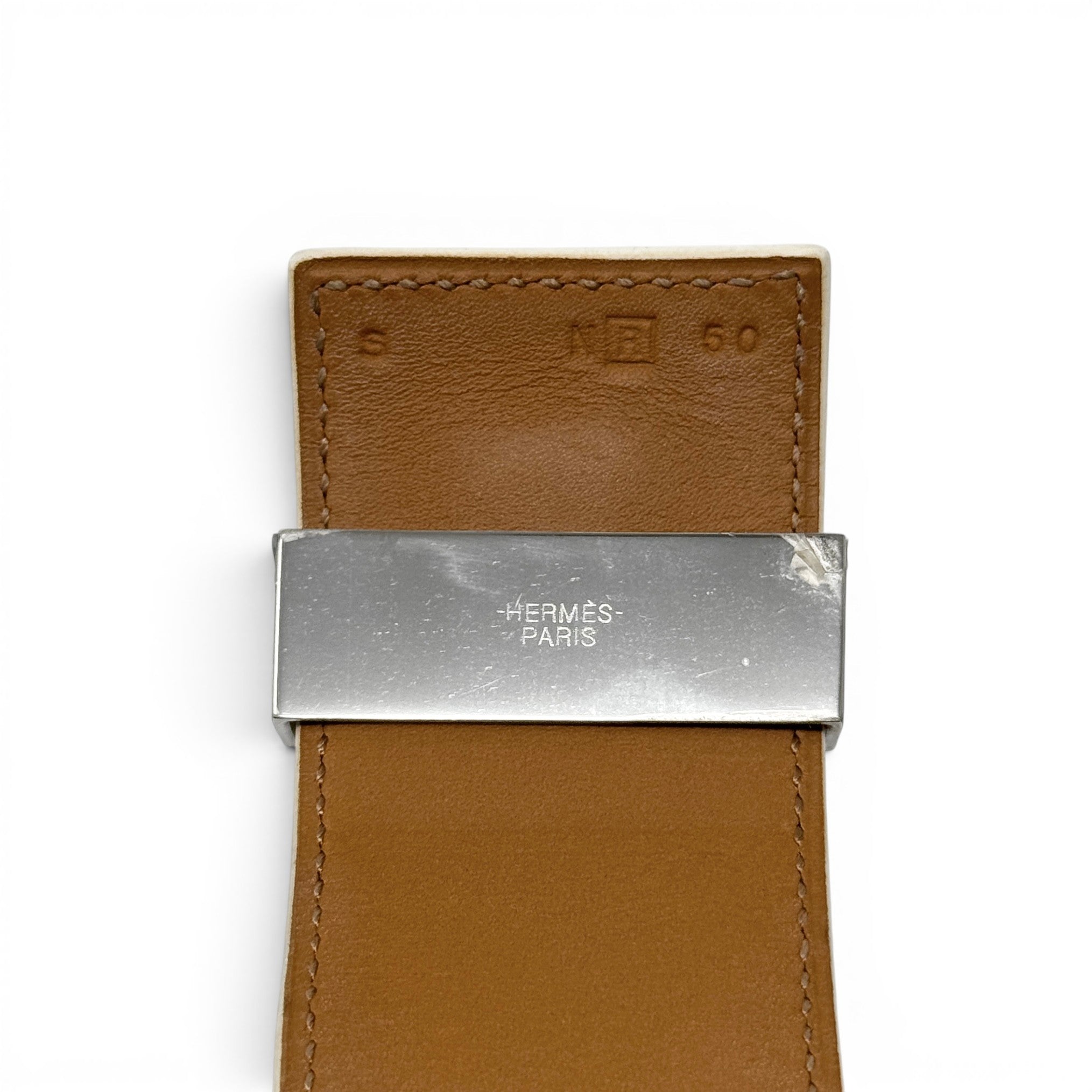 Hermes Blanc Epsom Collier De Chien Bracelet T3