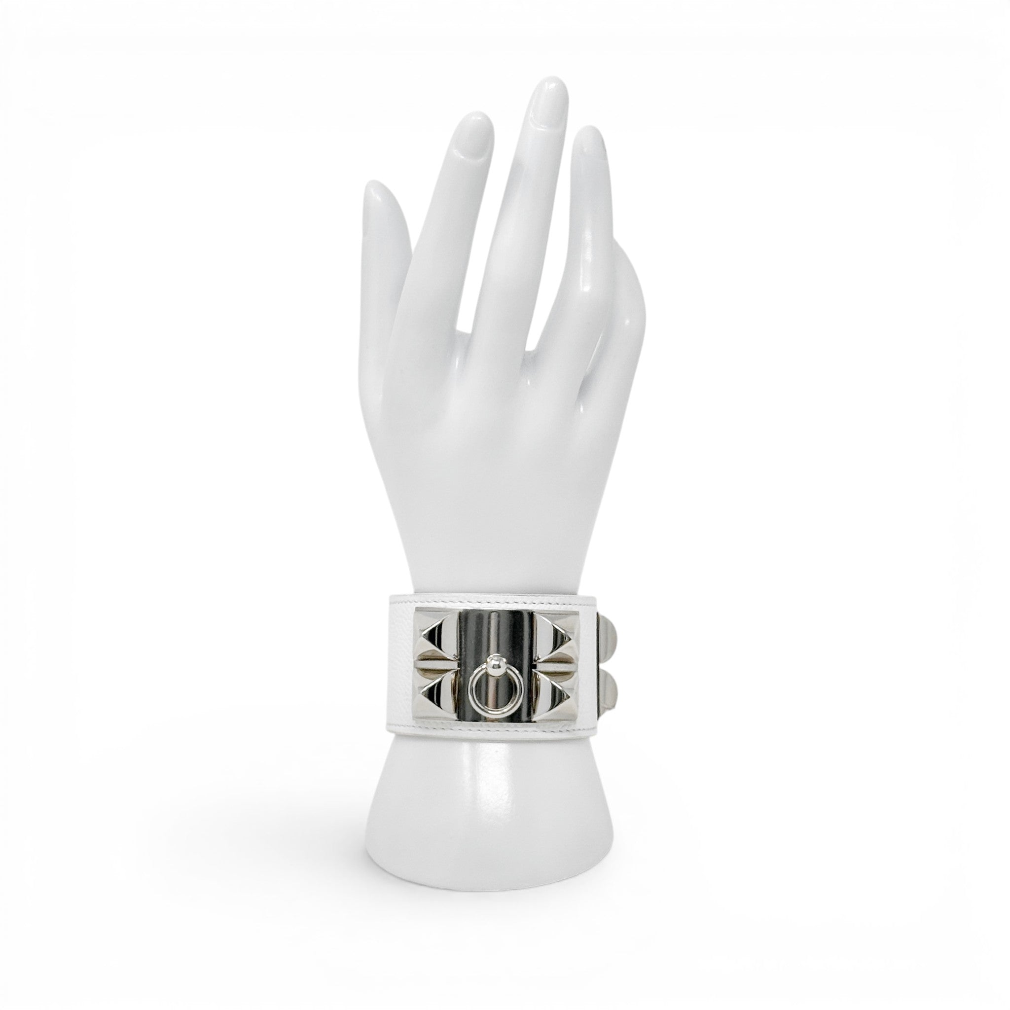 Hermes Blanc Epsom Collier De Chien Bracelet T3