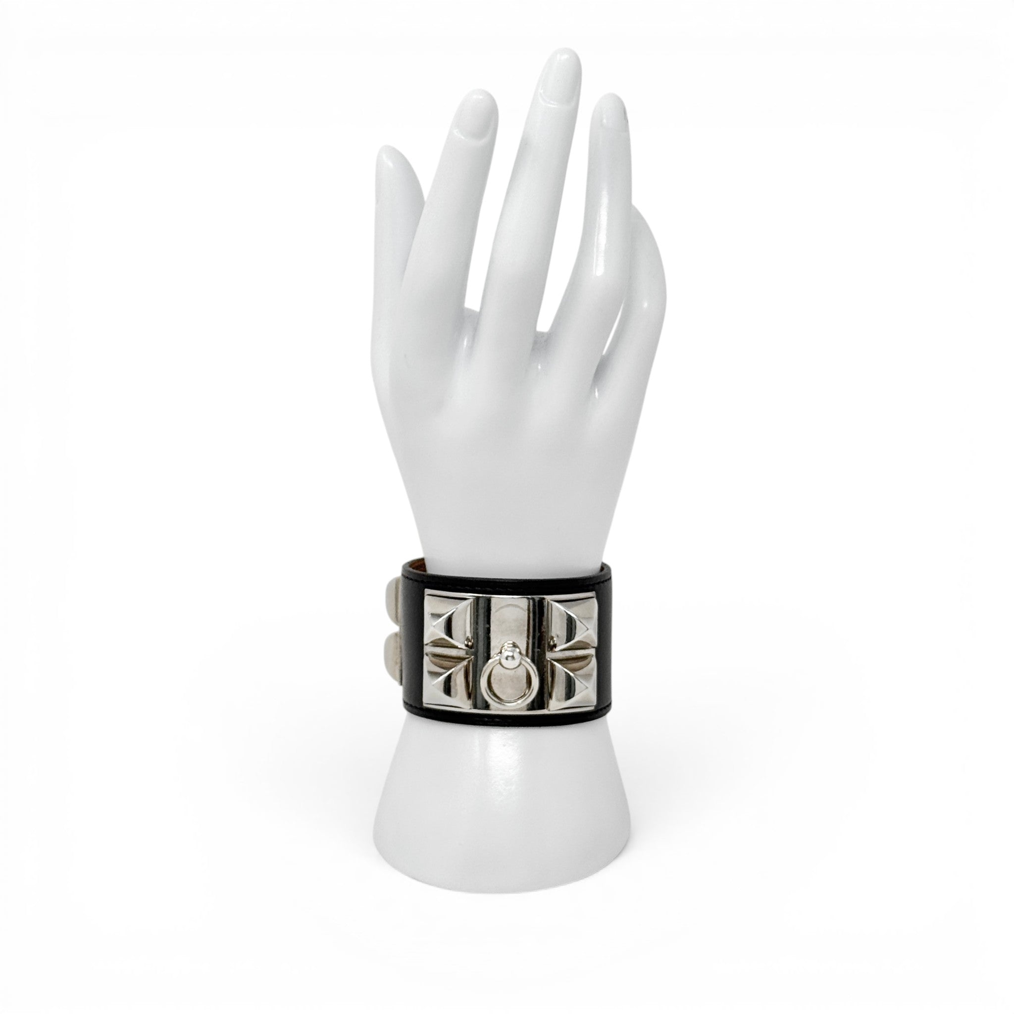 Hermes Noir Swift Collier De Chien Bracelet T2
