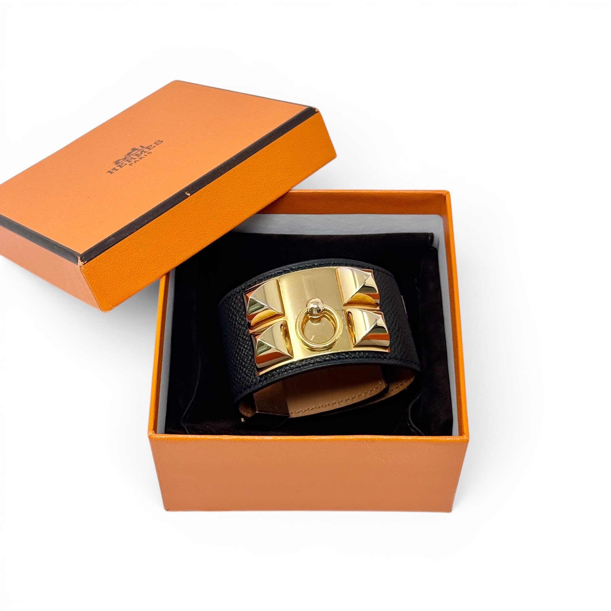 Hermes Noir Epsom Collier De Chien Bracelet T2