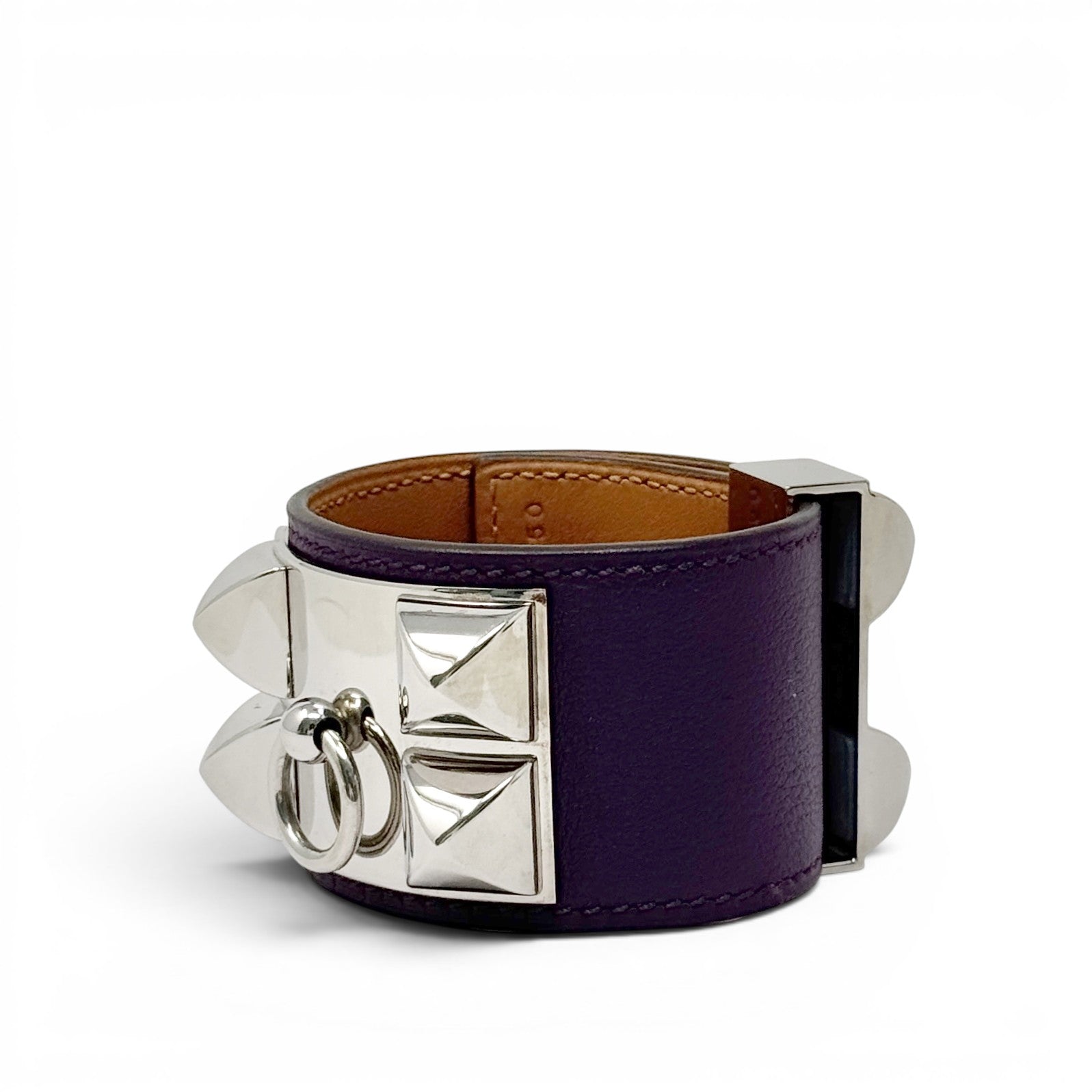Hermes Purple Swift Collier De Chien Bracelet T3