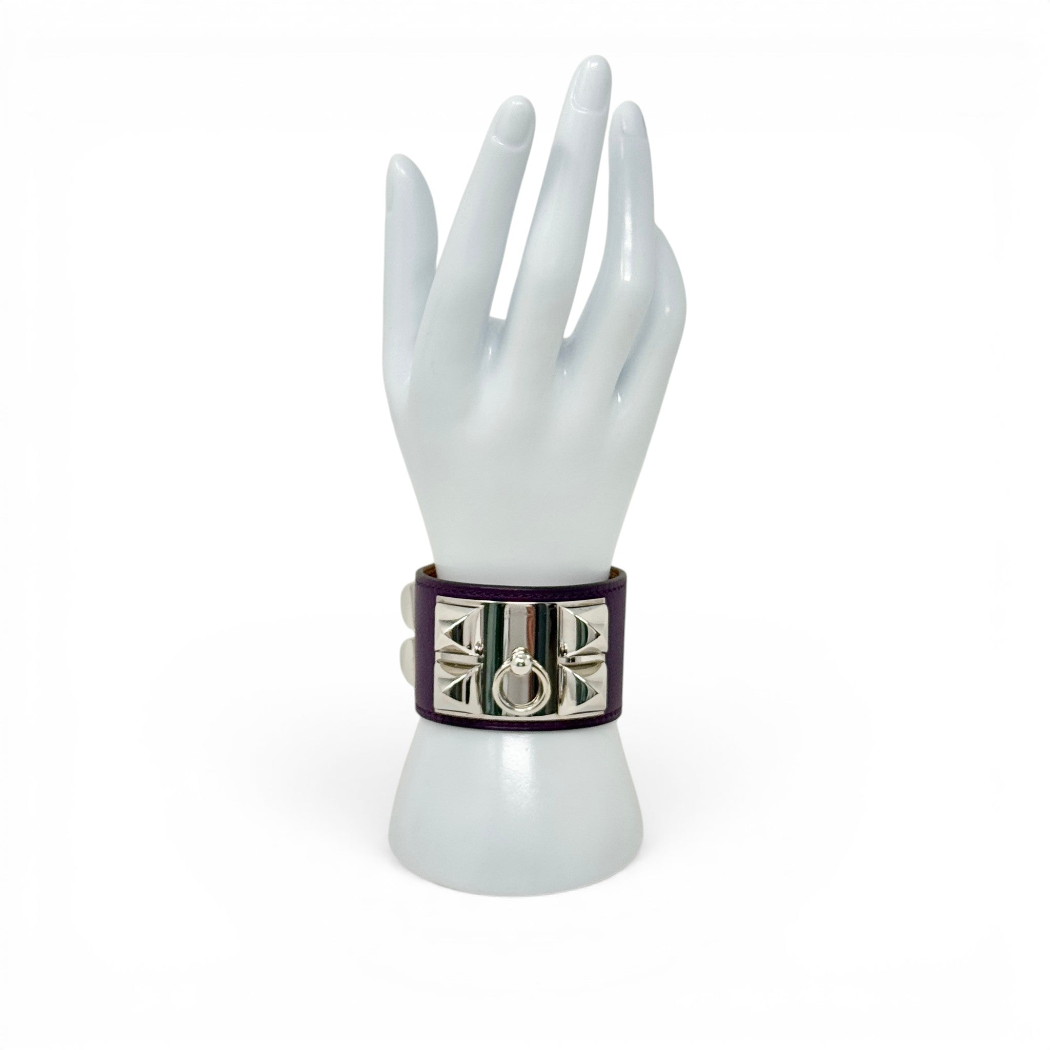 Hermes Purple Swift Collier De Chien Bracelet T3