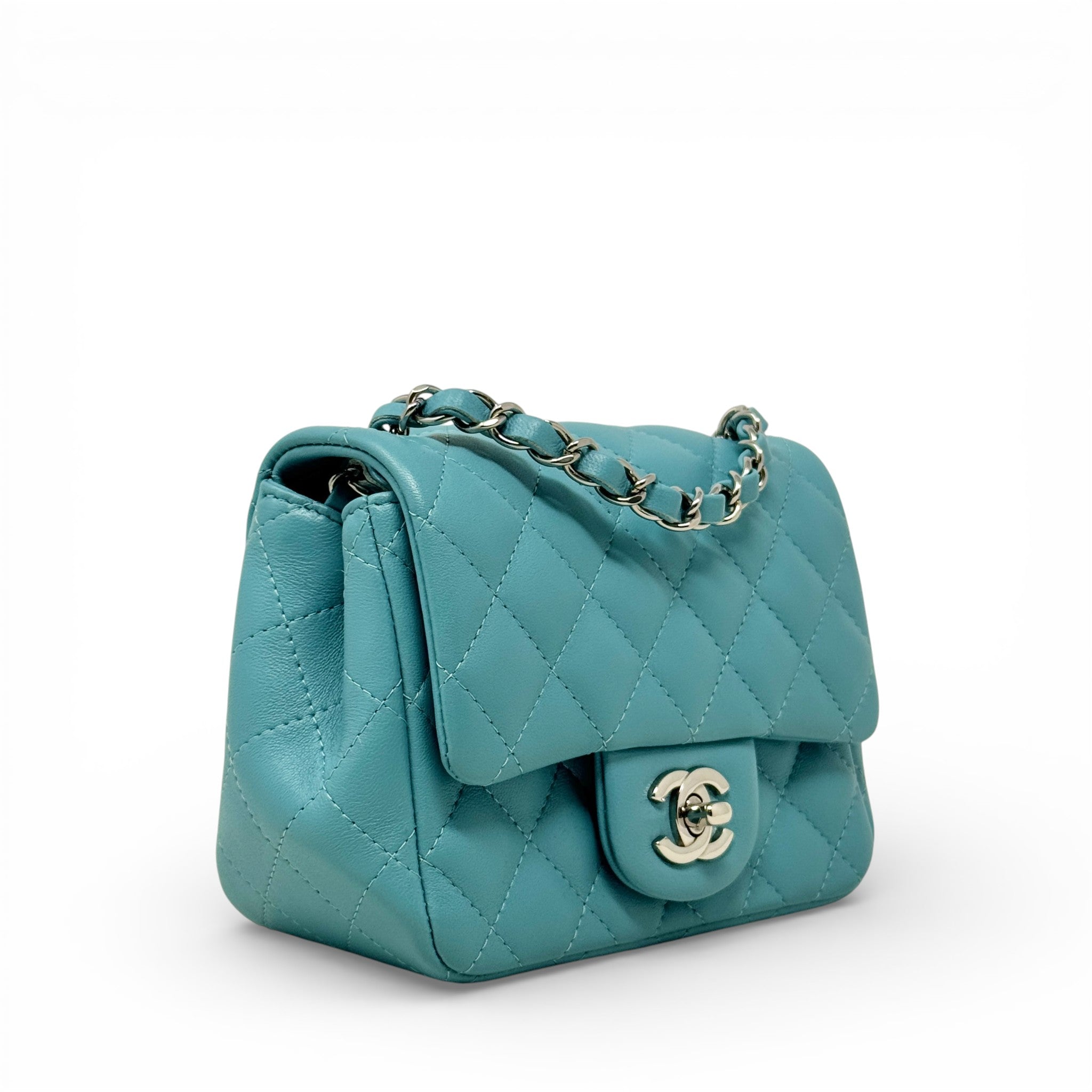 Chanel Blue Lambskin Mini Square Flap