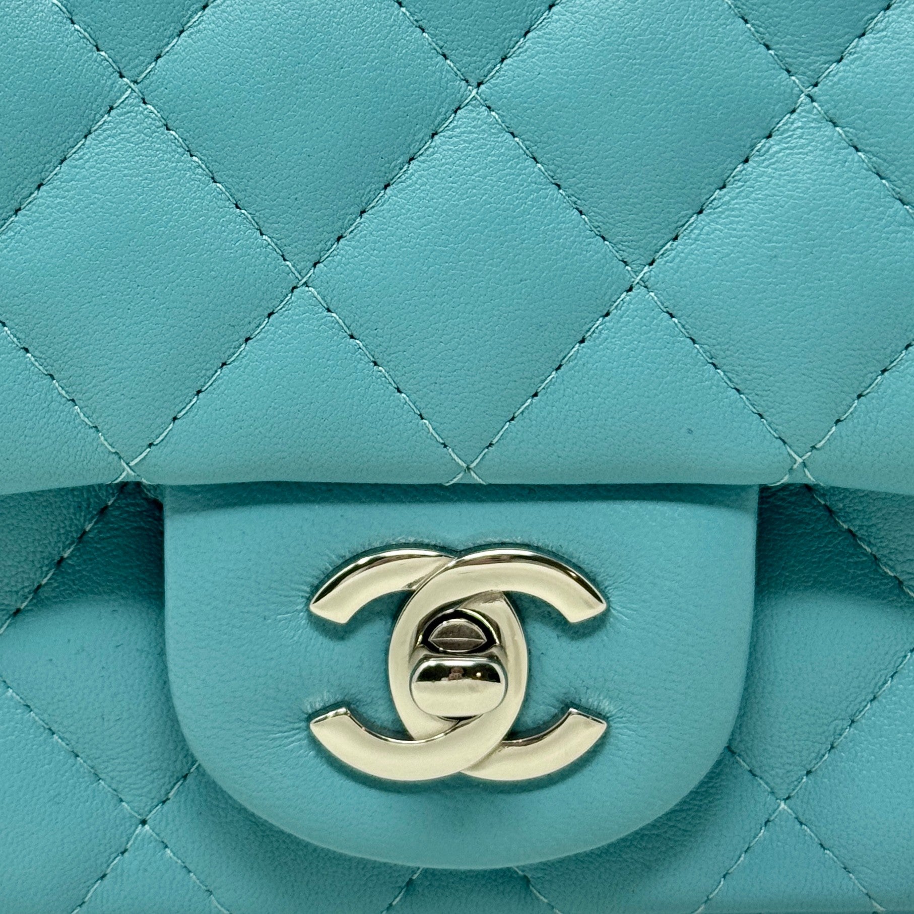 Chanel Blue Lambskin Mini Square Flap