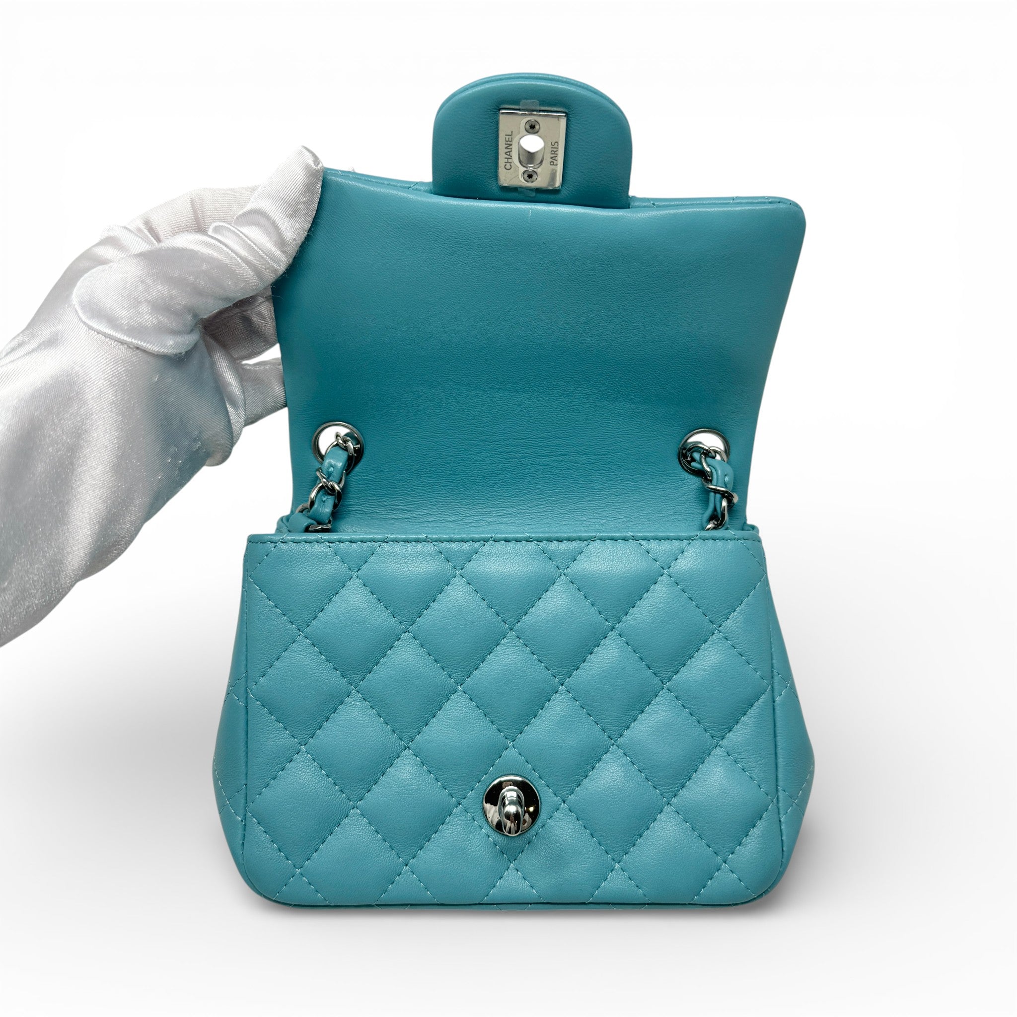 Chanel Blue Lambskin Mini Square Flap