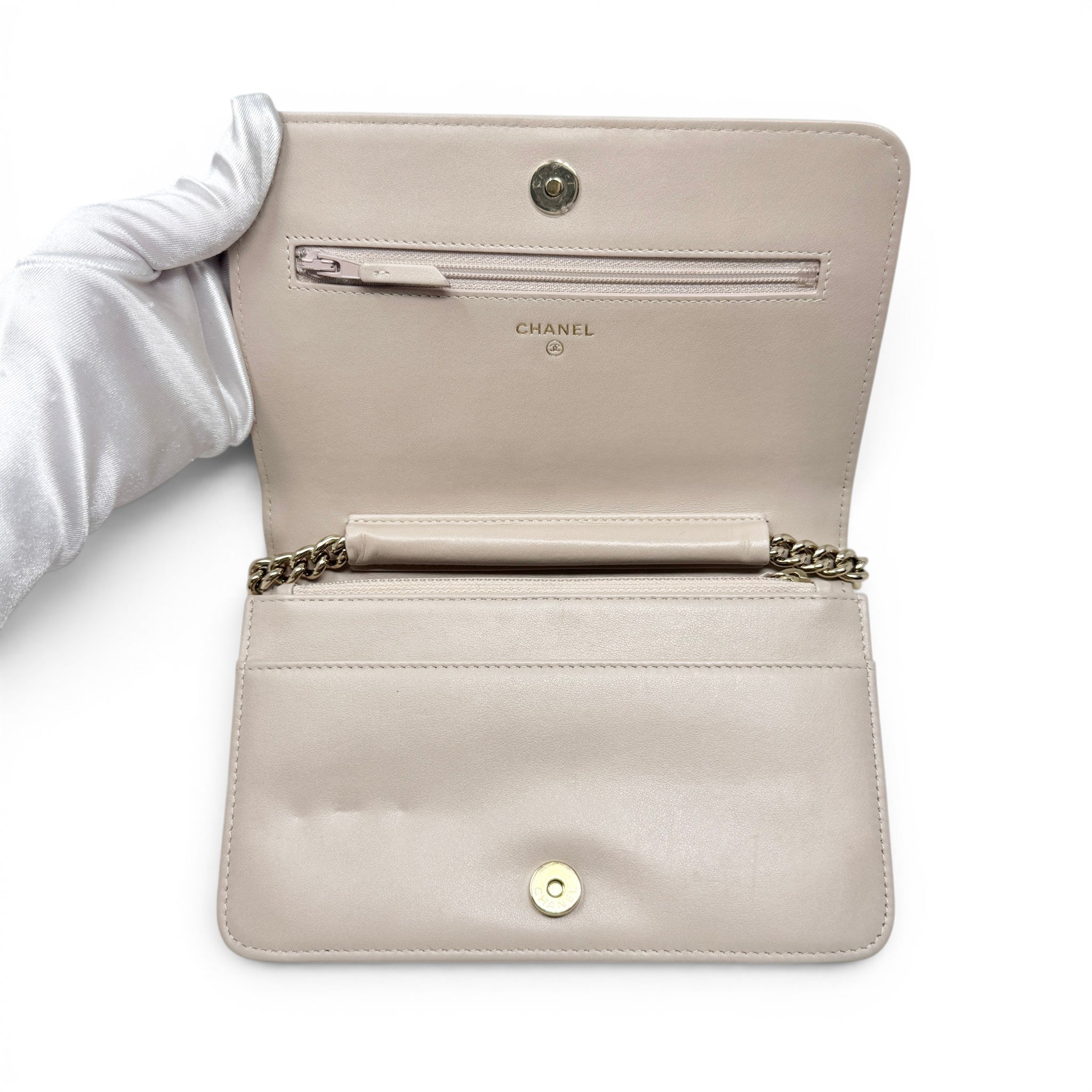 Chanel Beige Boy Wallet On Chain