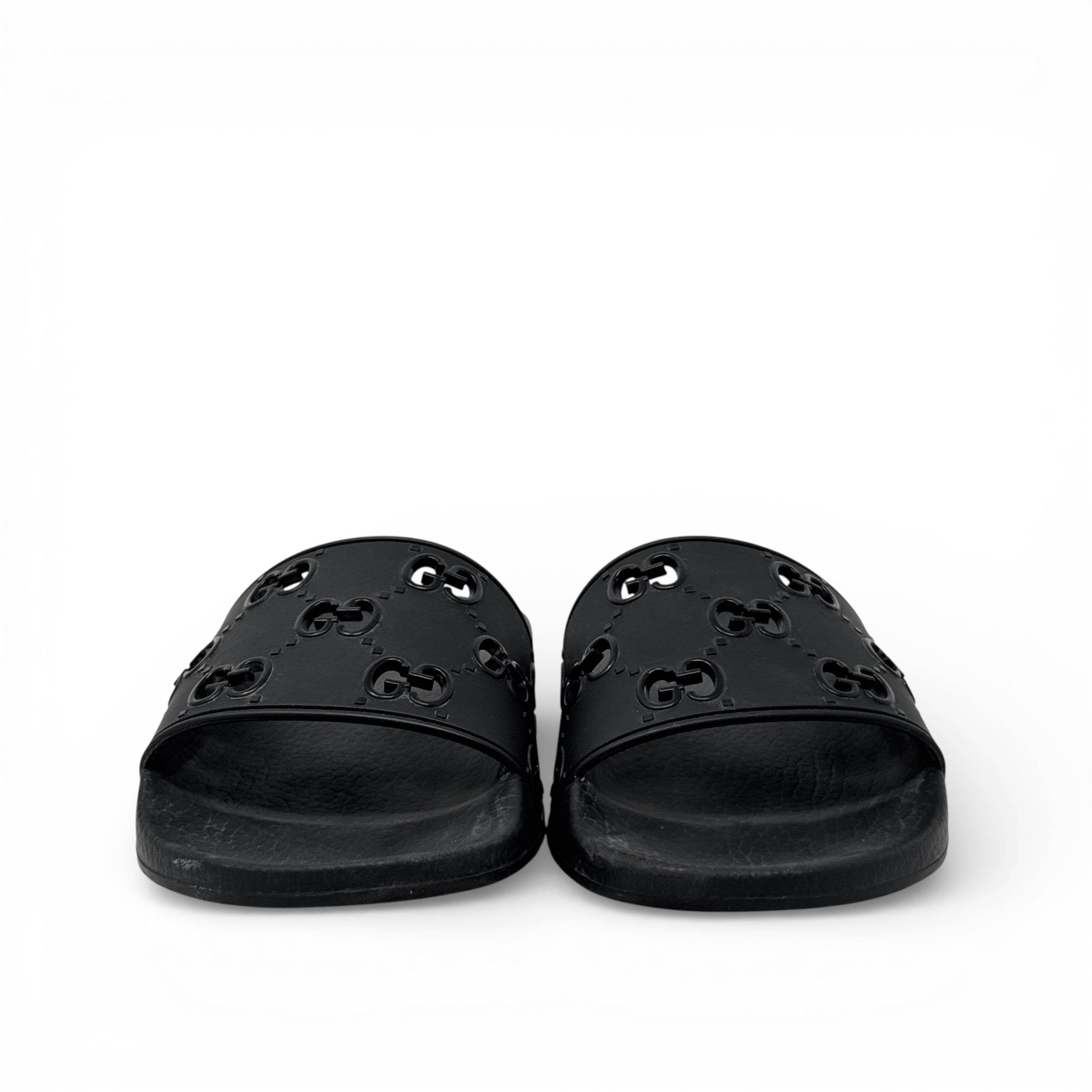 Gucci Black Rubber Logo Slides 41