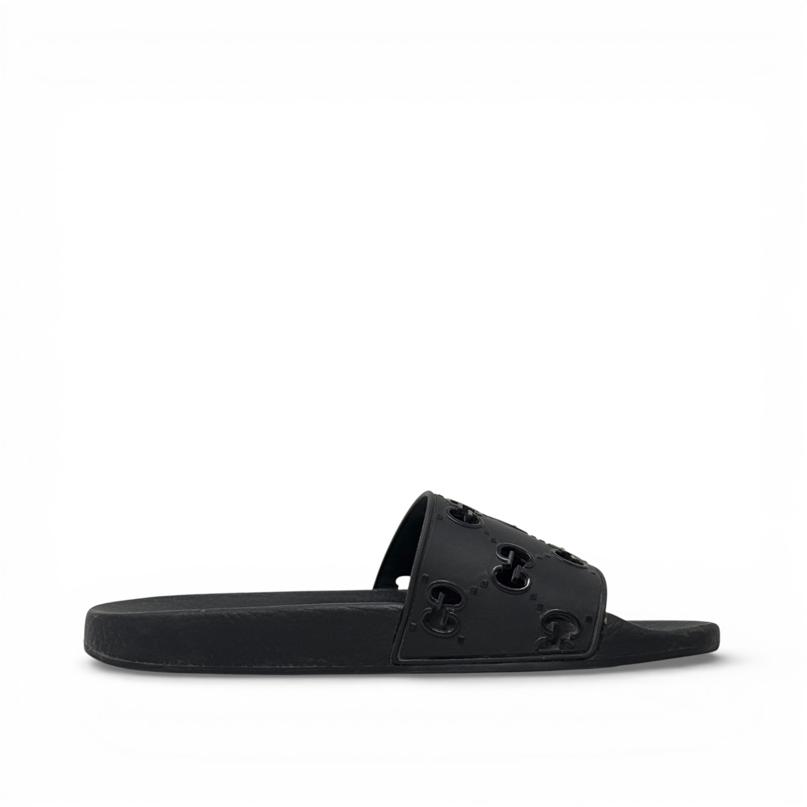 Gucci Black Rubber Logo Slides 41
