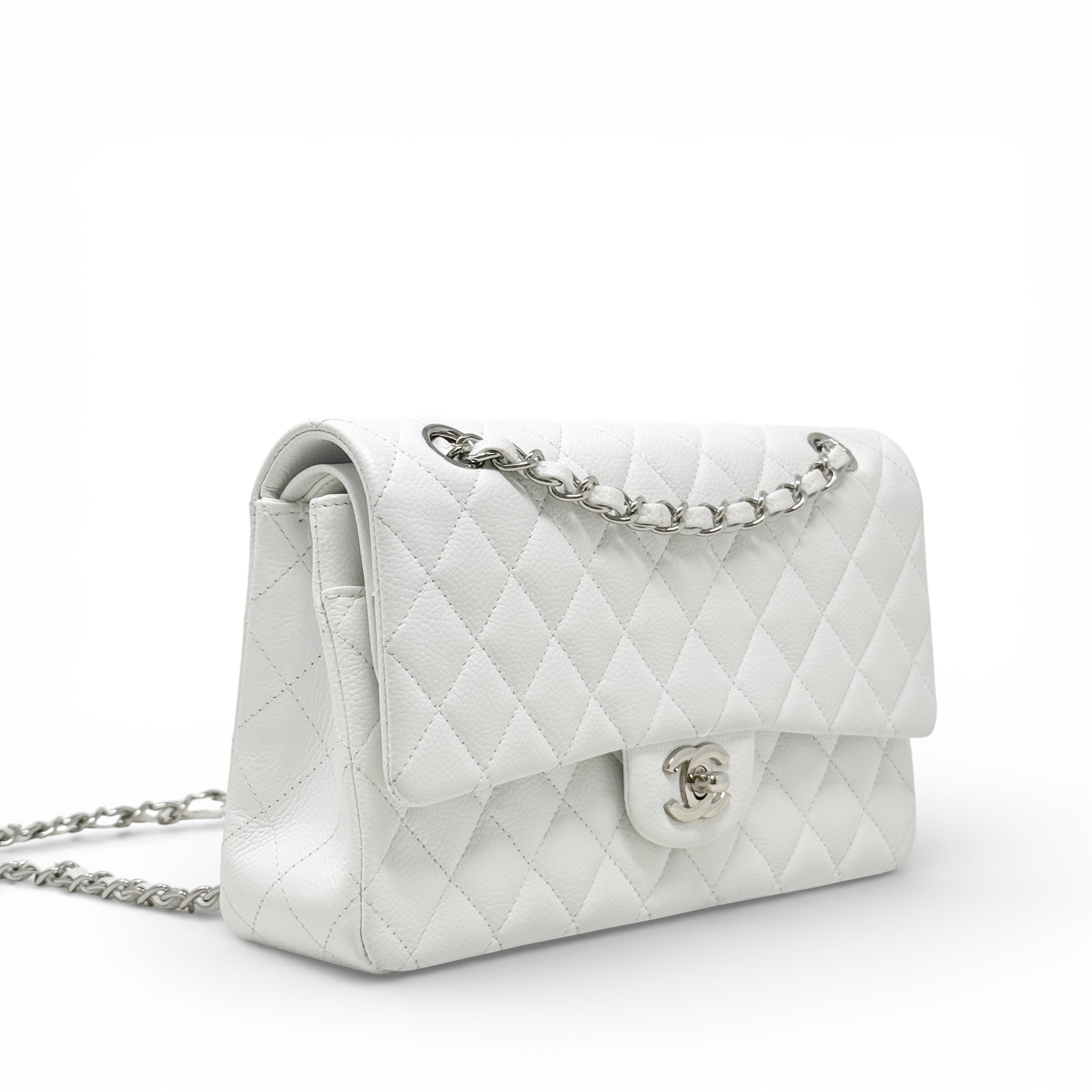 Chanel White Caviar Medium Classic Flap