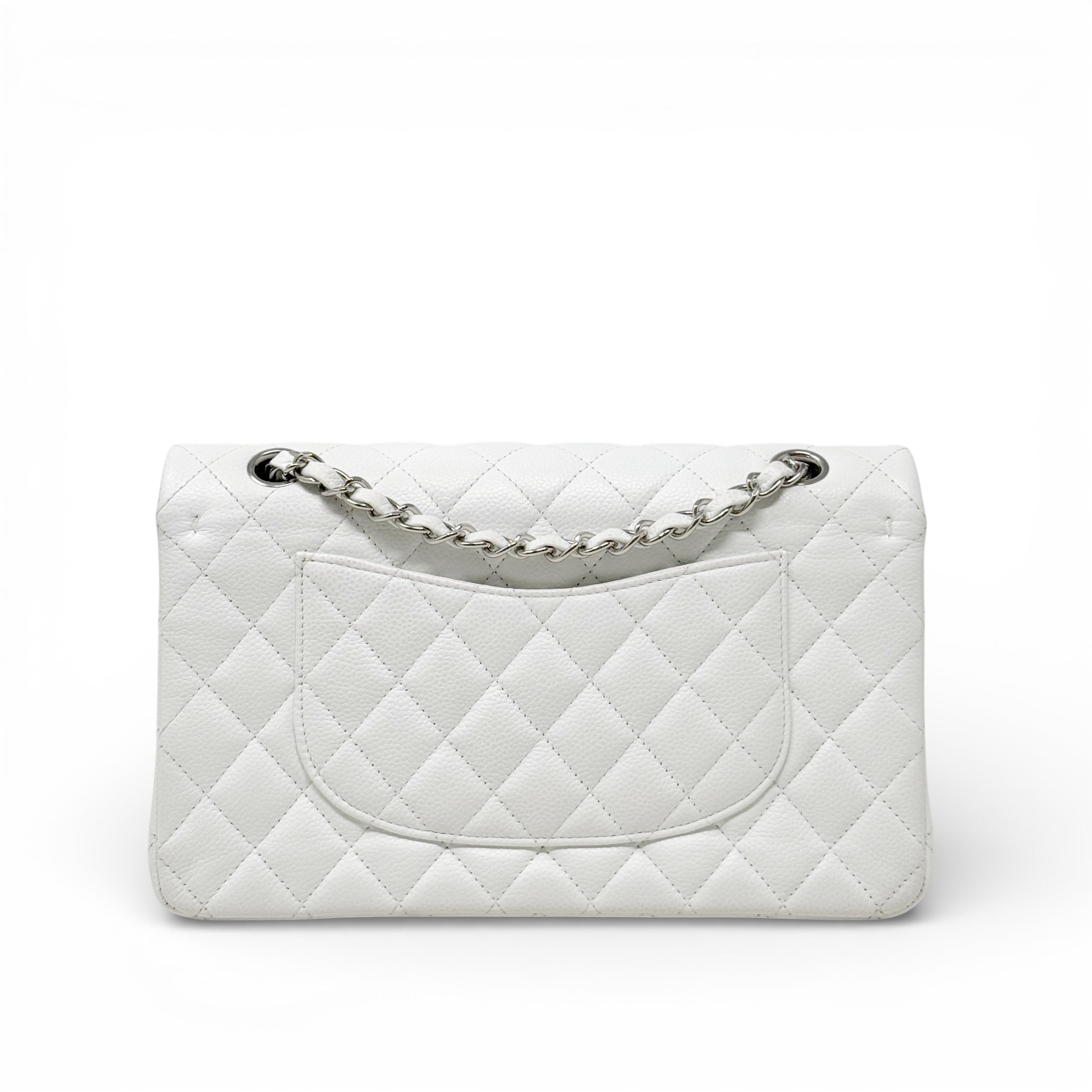 Chanel White Caviar Medium Classic Flap